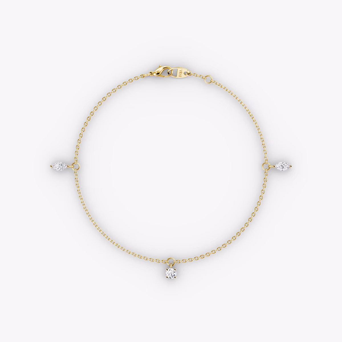 Floating Mixed Shape Bracelet | 14k | Yellow Gold | diamondCount: 3 | diamondSize: original | chainLength: 7