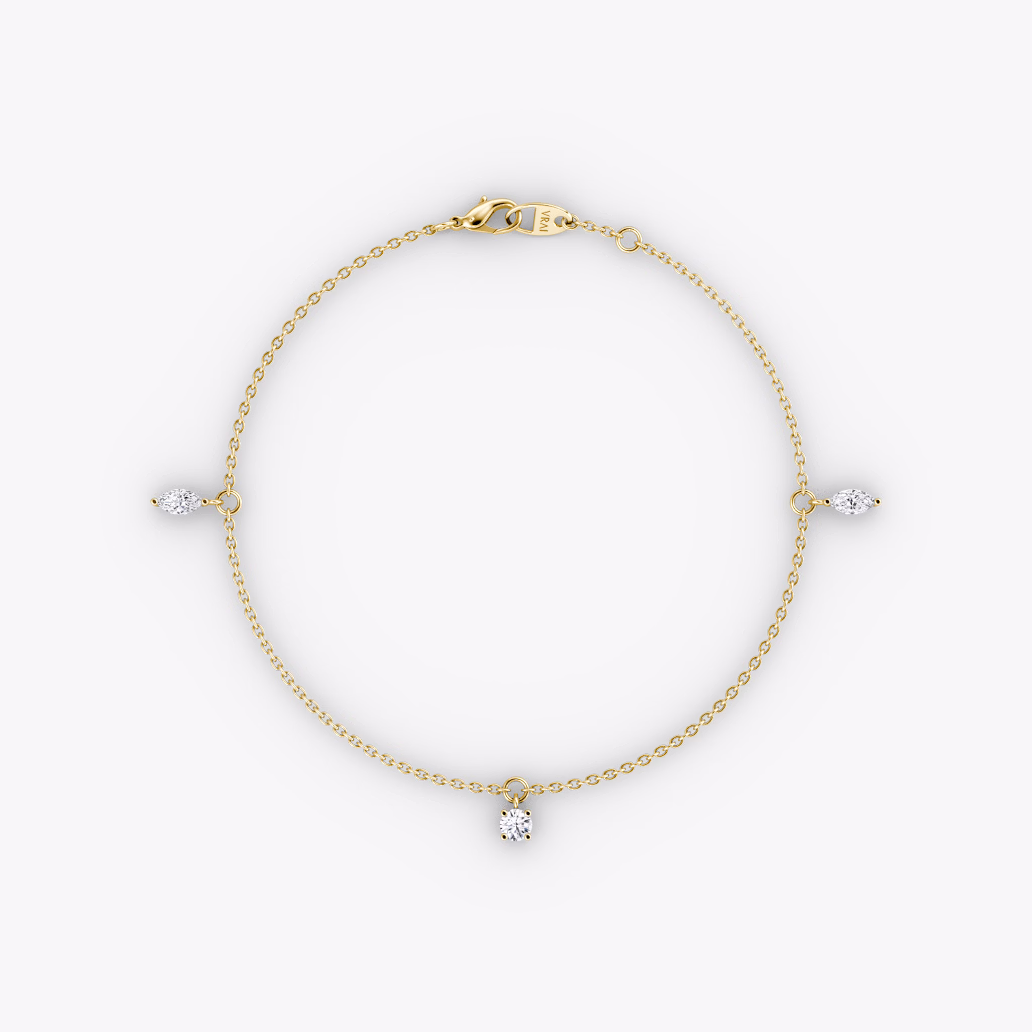 Floating Mixed Shape Bracelet | 14k | Yellow Gold | diamondCount: 3 | diamondSize: original | chainLength: 7