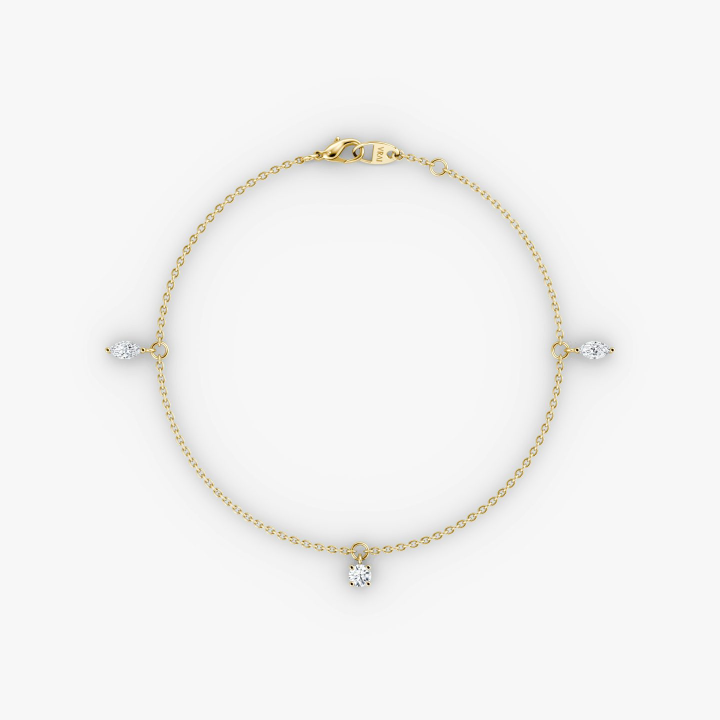 Floating Mixed Shape Bracelet | 14k | Yellow Gold | diamondCount: 3 | diamondSize: original | chainLength: 7