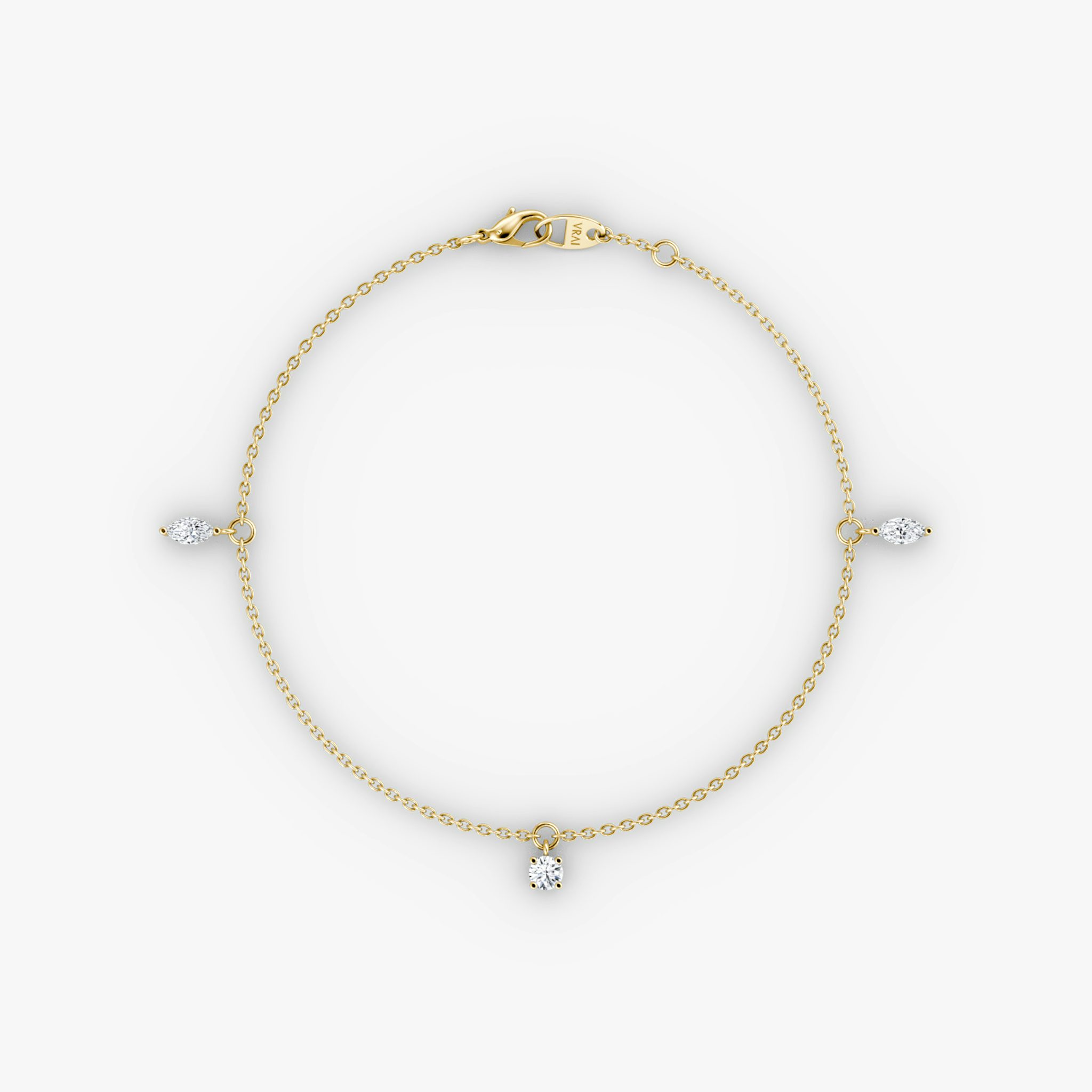 Floating Mixed Shape Bracelet | 14k | Yellow Gold | diamondCount: 3 | diamondSize: original | chainLength: 7