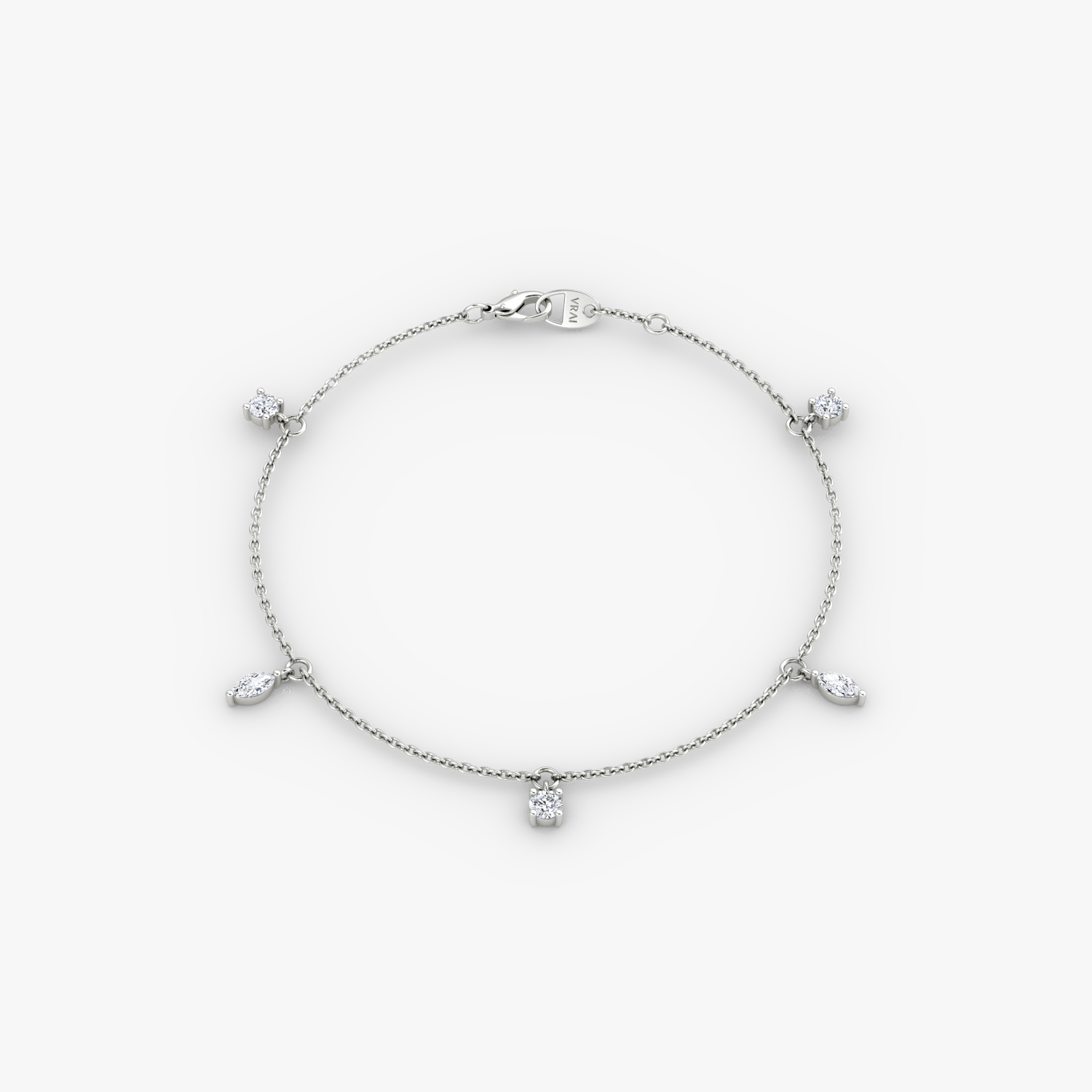 Floating Mixed Shape Bracelet | 14k | White Gold | diamondCount: 5 | diamondSize: original | chainLength: 7