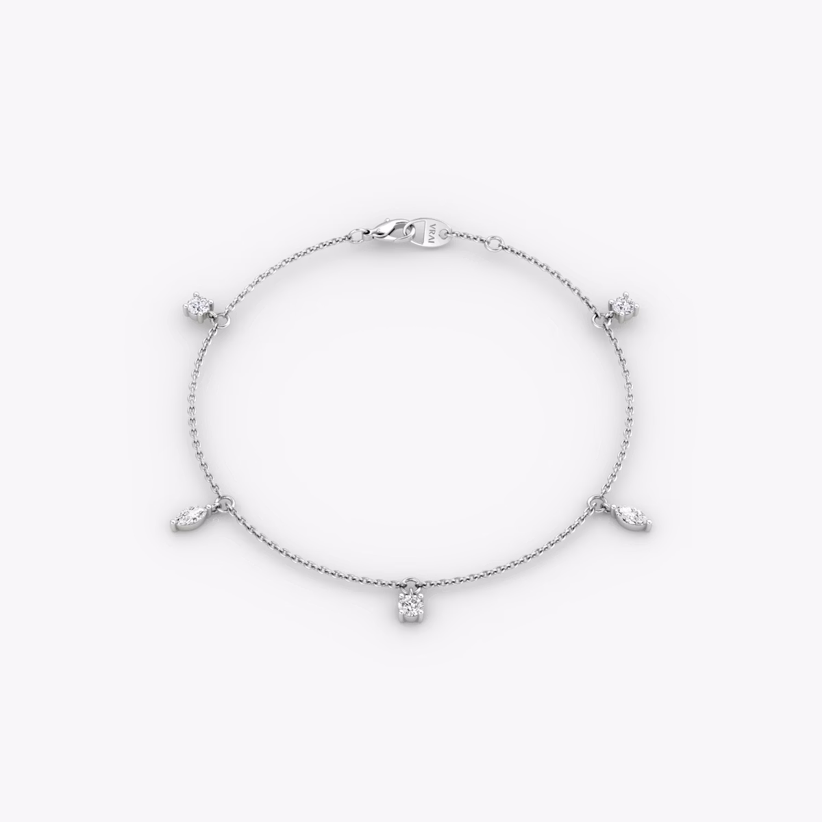 Floating Mixed Shape Bracelet | 14k | White Gold | diamondCount: 5 | diamondSize: original | chainLength: 7
