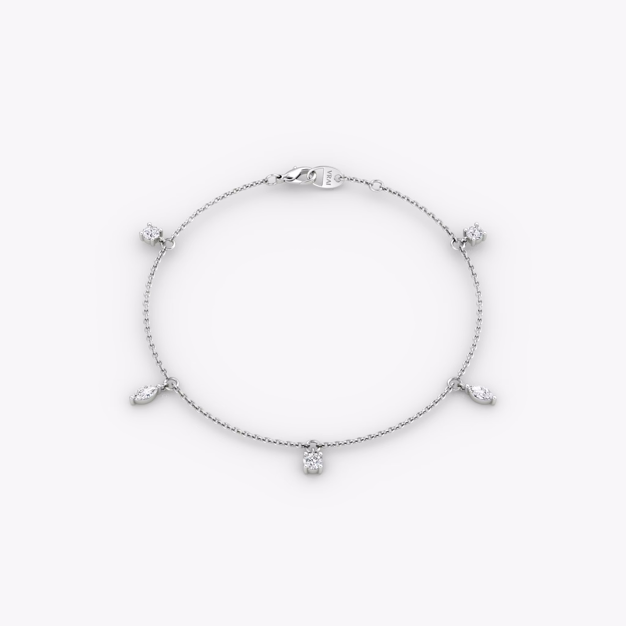 Floating Mixed Shape Bracelet | 14k | White Gold | diamondCount: 5 | diamondSize: original | chainLength: 7