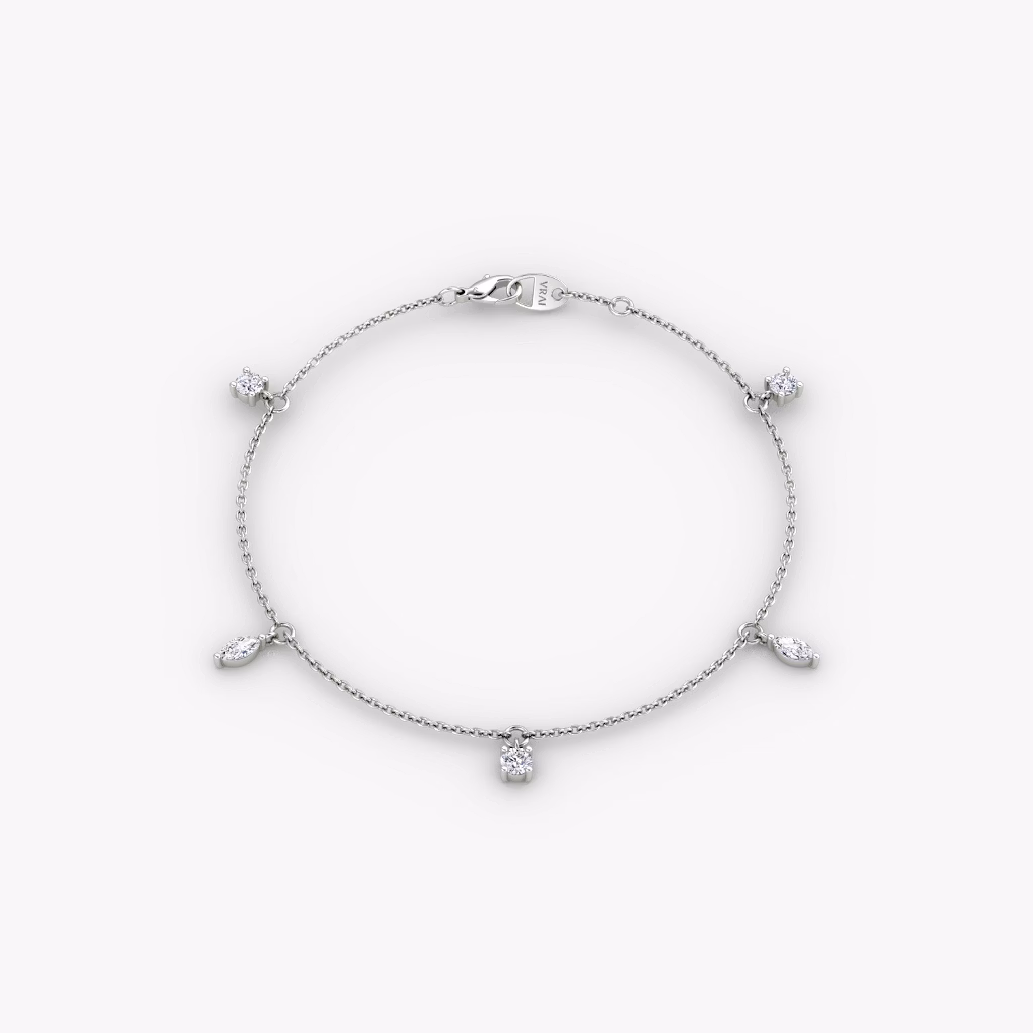 Floating Mixed Shape Bracelet | White Gold