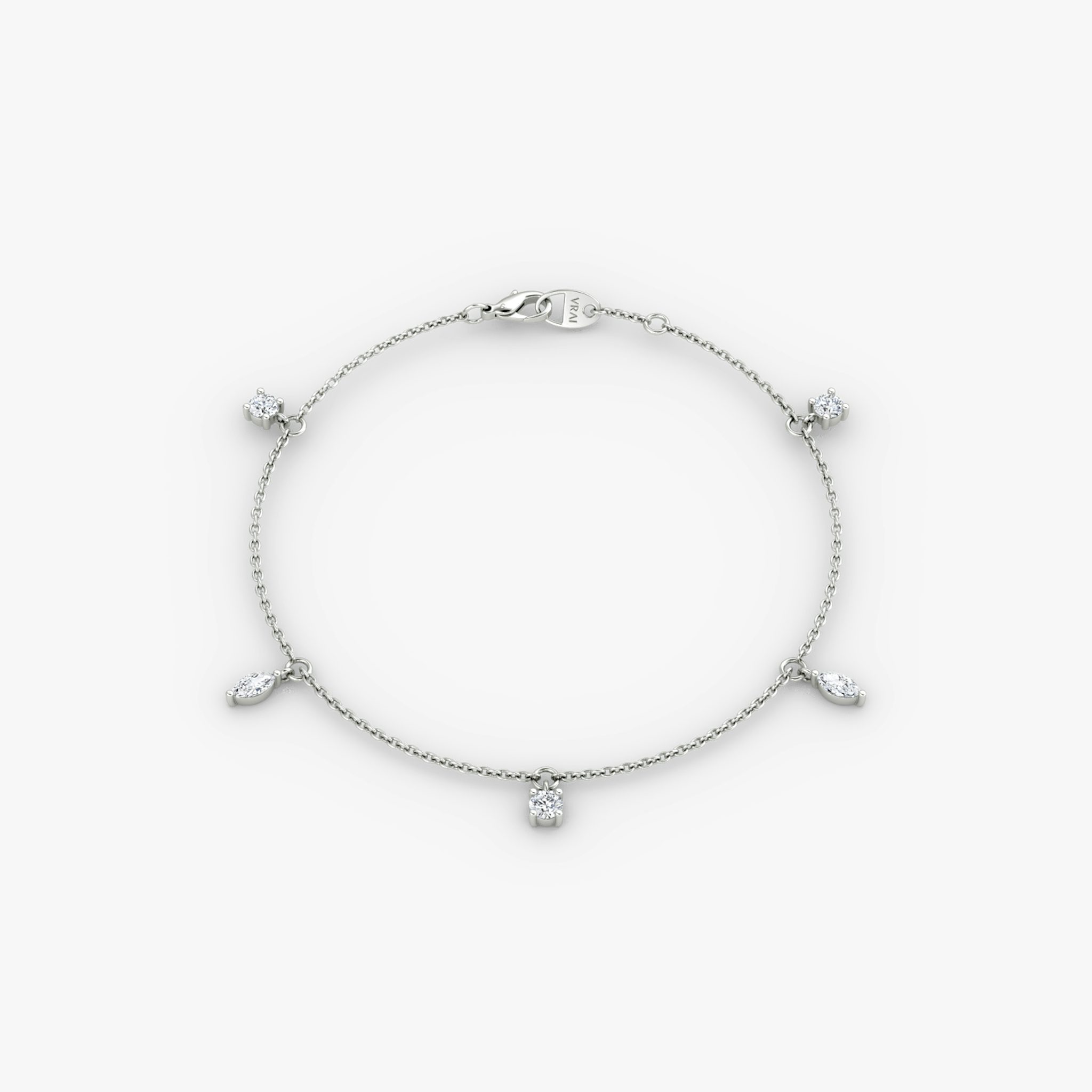 Floating Mixed Shape Bracelet | 14k | White Gold | diamondCount: 5 | diamondSize: original | chainLength: 7