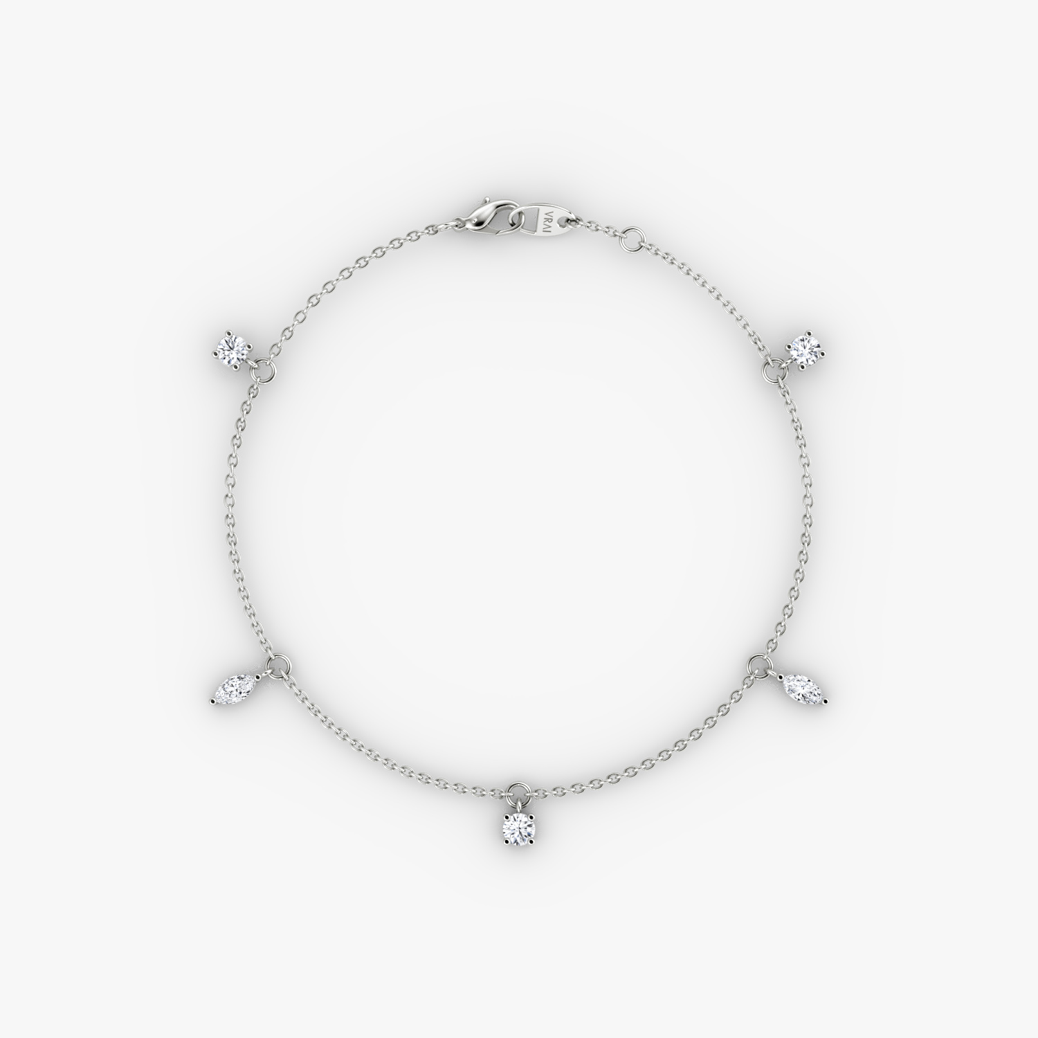 Floating Mixed Shape Bracelet | 14k | White Gold | diamondCount: 5 | diamondSize: original | chainLength: 7