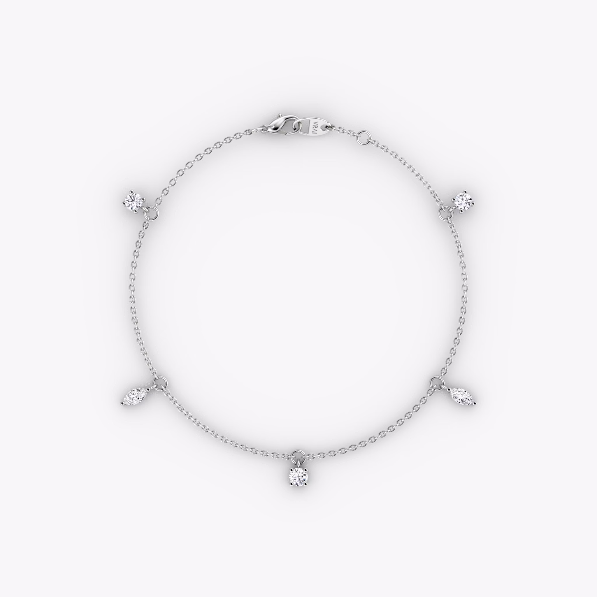Floating Mixed Shape Bracelet | 14k | White Gold | diamondCount: 5 | diamondSize: original | chainLength: 7