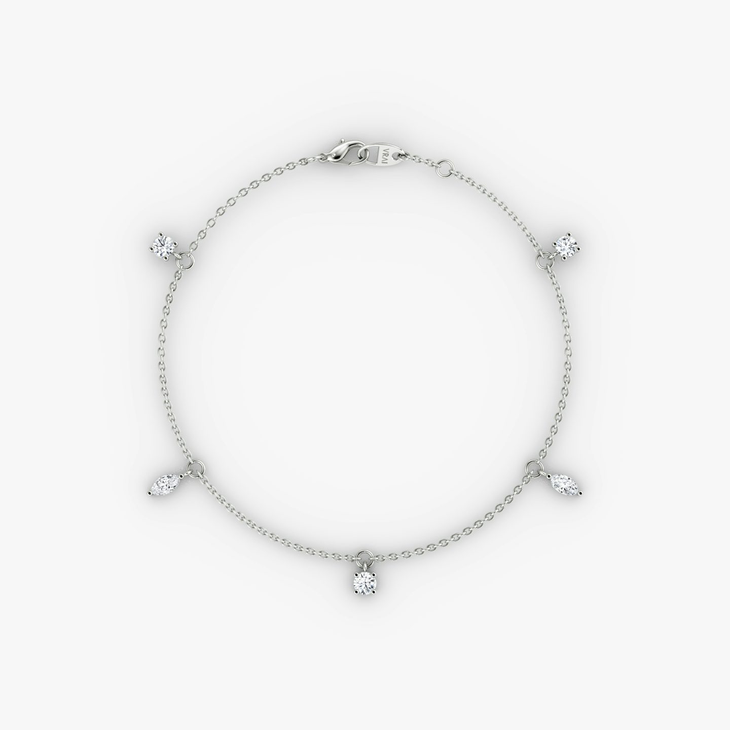 Floating Mixed Shape Bracelet | 14k | White Gold | diamondCount: 5 | diamondSize: original | chainLength: 7