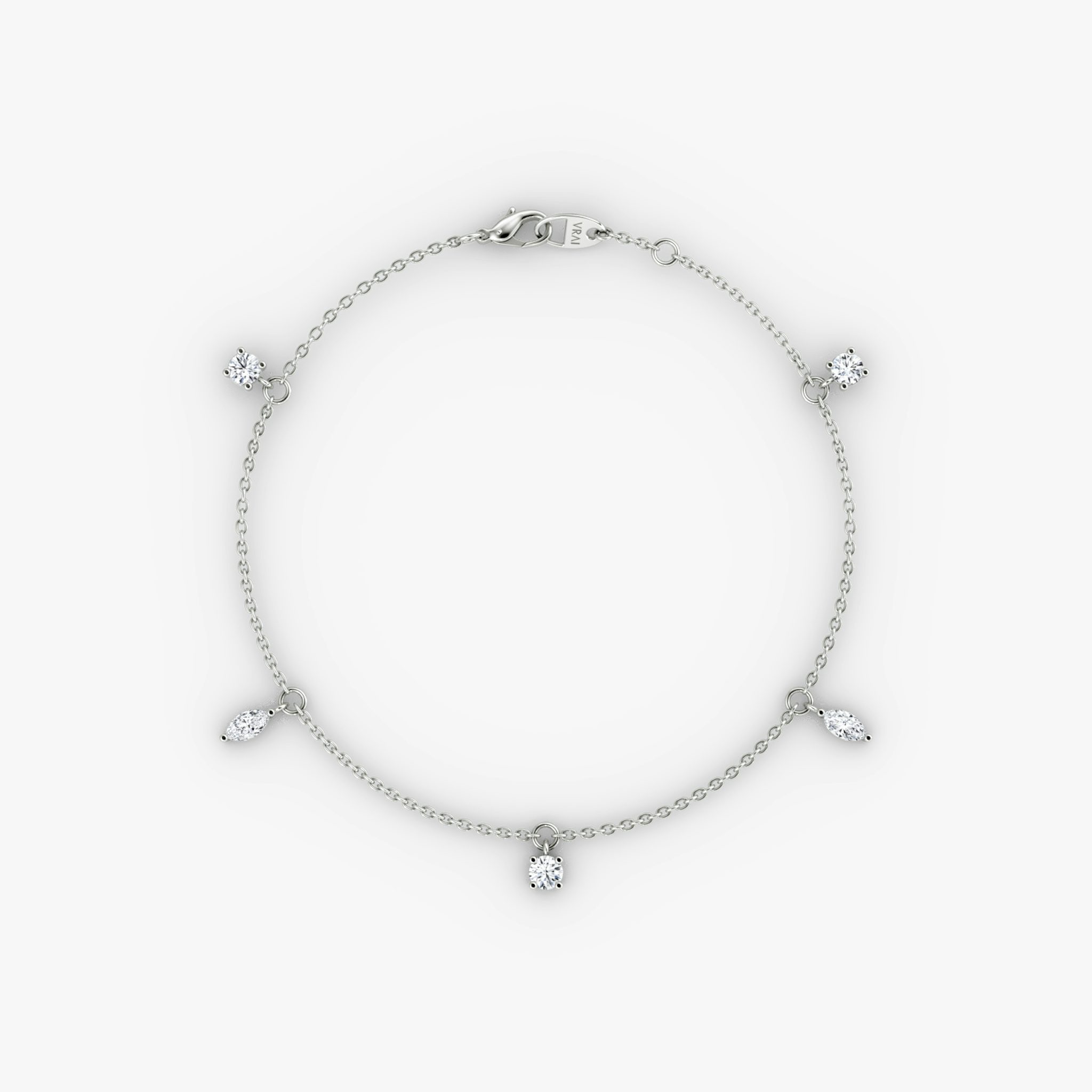 Floating Mixed Shape Bracelet | 14k | White Gold | diamondCount: 5 | diamondSize: original | chainLength: 7