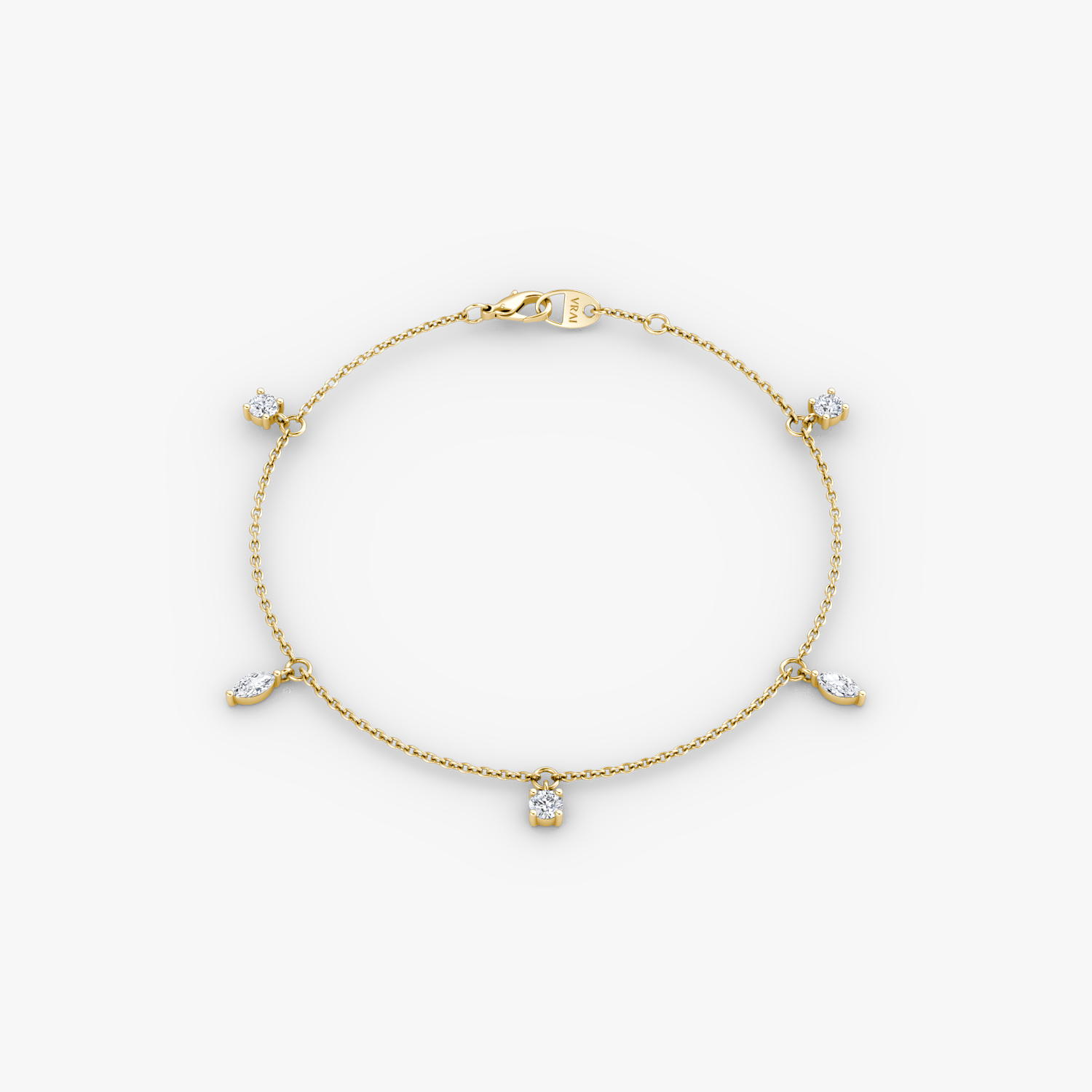 Floating Mixed Shape Bracelet | 14k | Yellow Gold | diamondCount: 5 | diamondSize: original | chainLength: 7