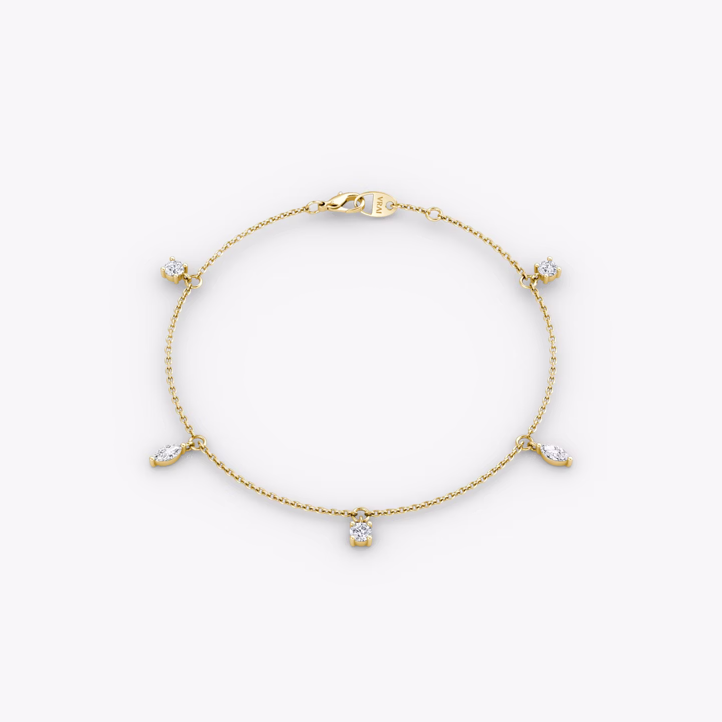 Floating Mixed Shape Bracelet | 14k | Yellow Gold | diamondCount: 5 | diamondSize: original | chainLength: 7