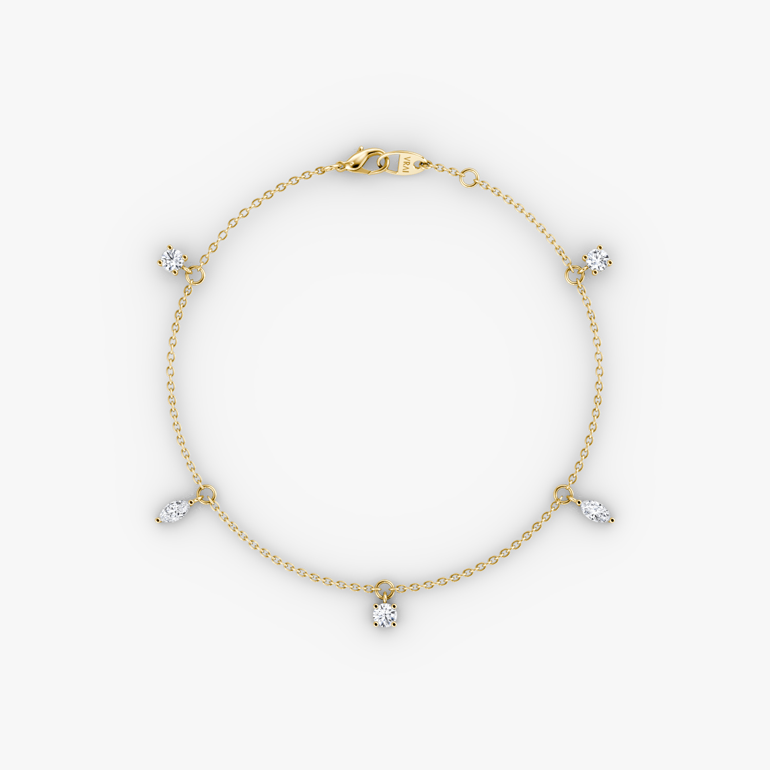 Floating Mixed Shape Bracelet | 14k | Yellow Gold | diamondCount: 5 | diamondSize: original | chainLength: 7