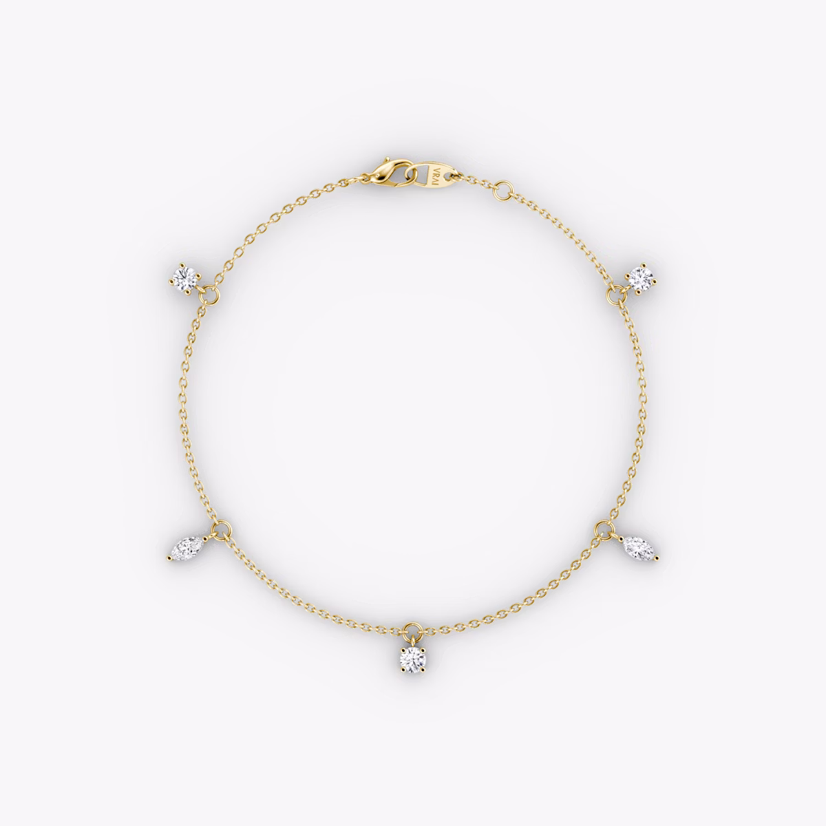 Floating Mixed Shape Bracelet | 14k | Yellow Gold | diamondCount: 5 | diamondSize: original | chainLength: 7