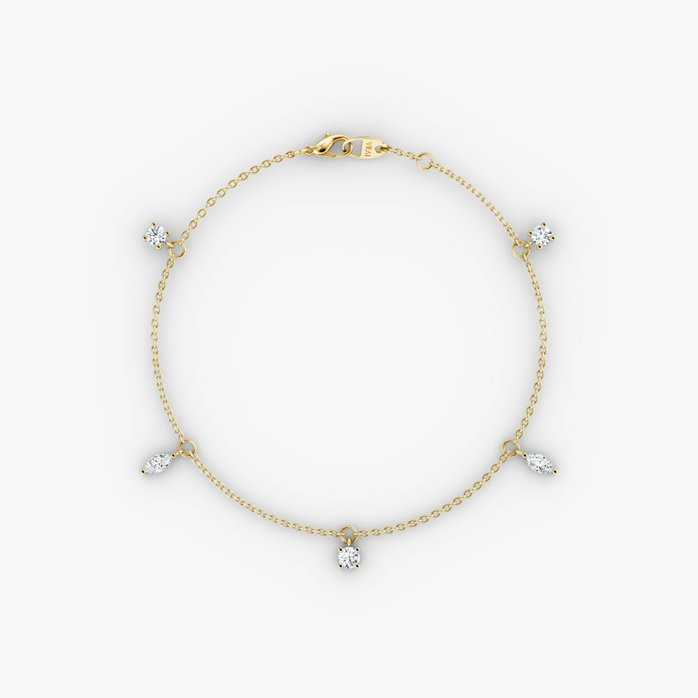 Floating Mixed Shape Bracelet | 14k | Yellow Gold | diamondCount: 5 | diamondSize: original | chainLength: 7