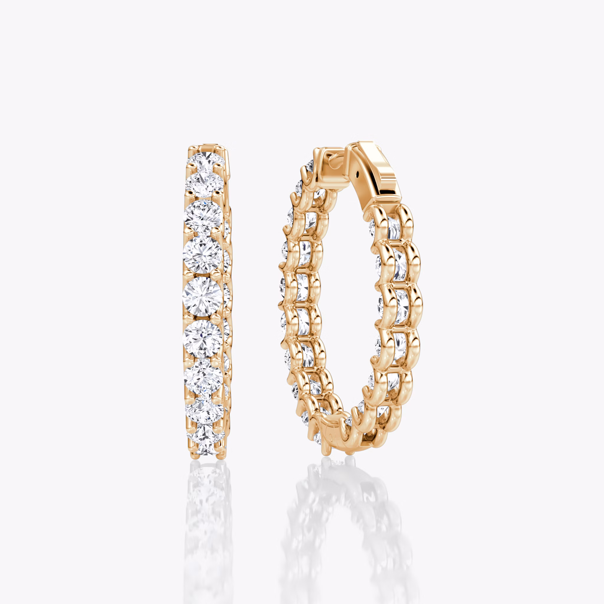 Eternity Hoop | Round Brilliant | 14k | Rose Gold | caratWeight: 1.7ct | eternityStyle: full | earringSize: 25mm