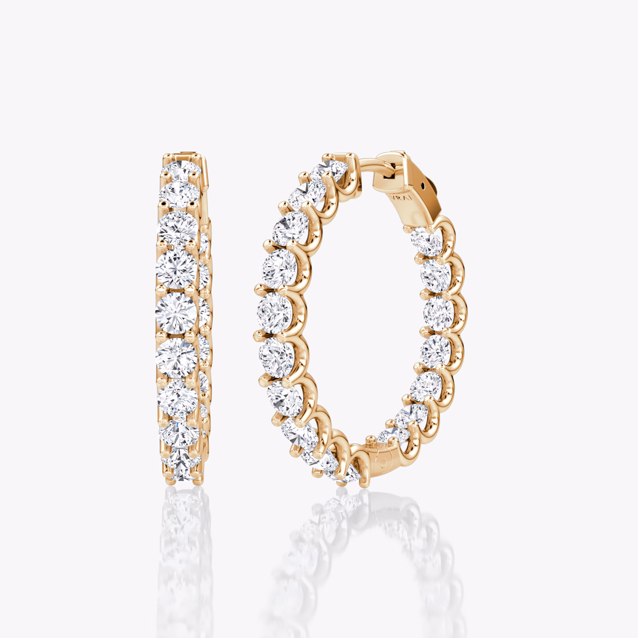 Eternity Hoop | Round Brilliant | 14k | Rose Gold | caratWeight: 1.7ct | eternityStyle: full | earringSize: 25mm