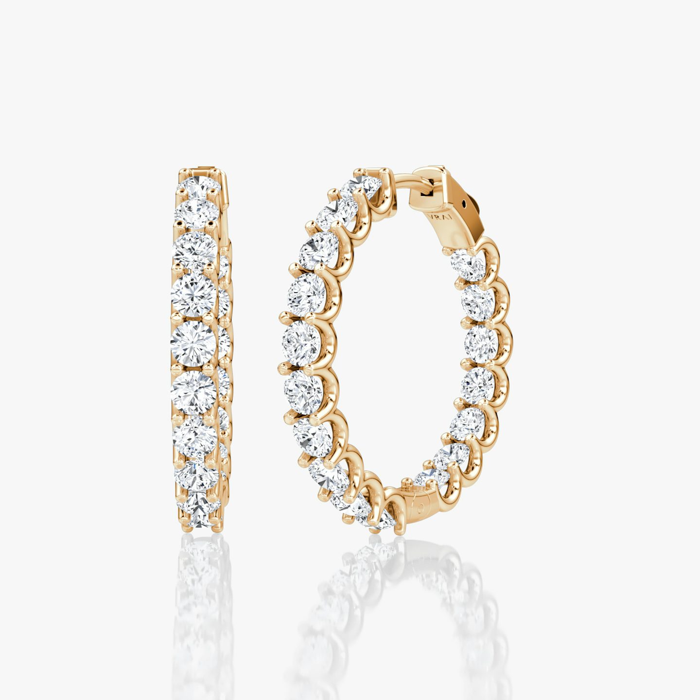 Eternity Hoop | Round Brilliant | 14k | Rose Gold | caratWeight: 1.7ct | eternityStyle: full | earringSize: 25mm