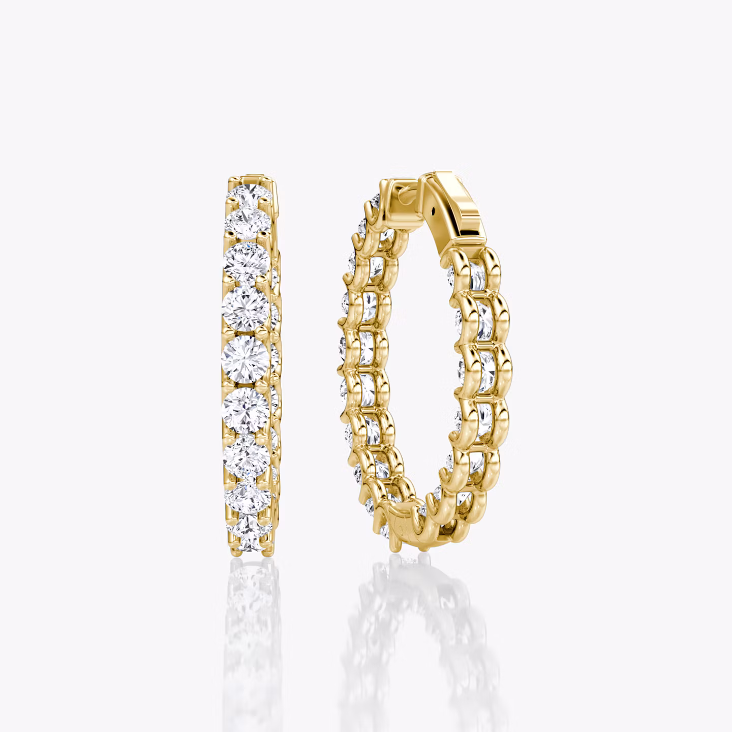 Eternity Hoop | Round Brilliant | 14k | Yellow Gold | caratWeight: 1.7ct | eternityStyle: full | earringSize: 25mm