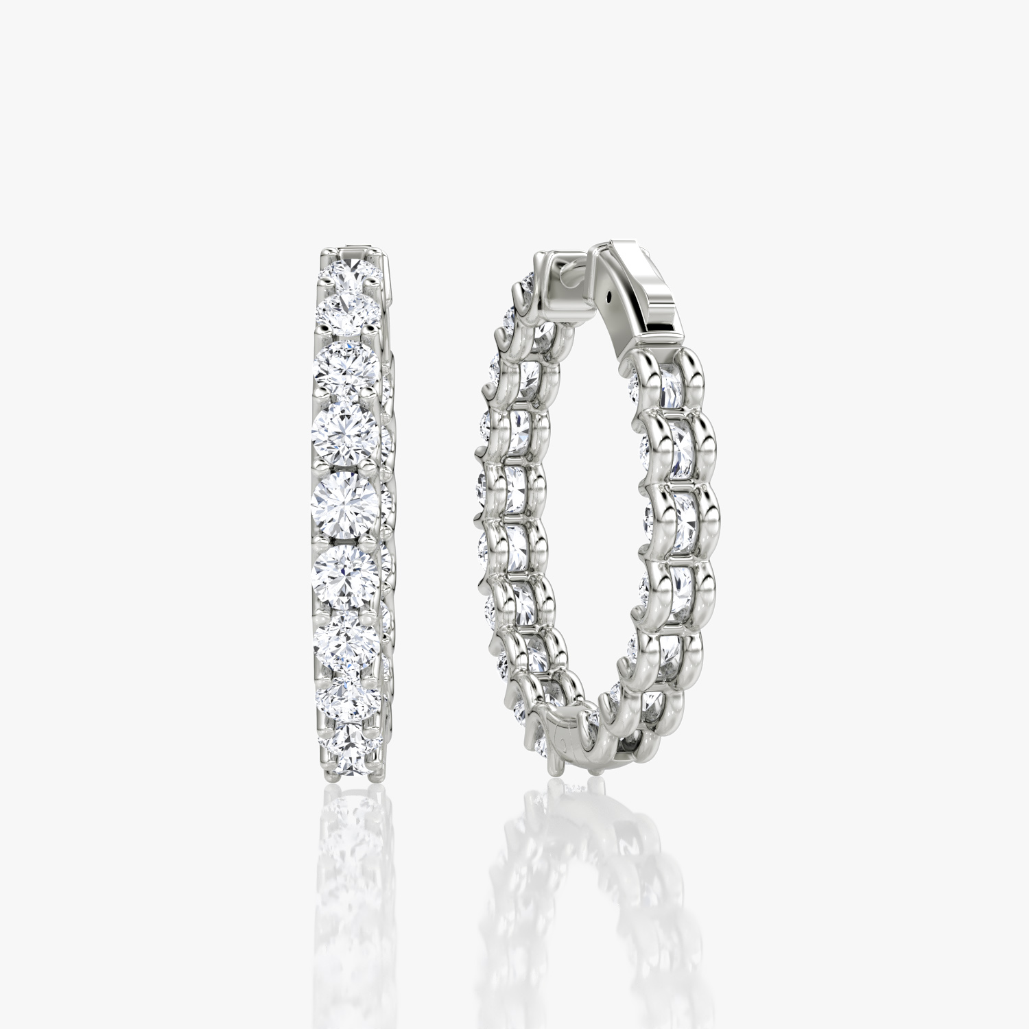 Eternity Hoop | Round Brilliant | 14k | White Gold | caratWeight: 1.7ct | eternityStyle: full | earringSize: 25mm