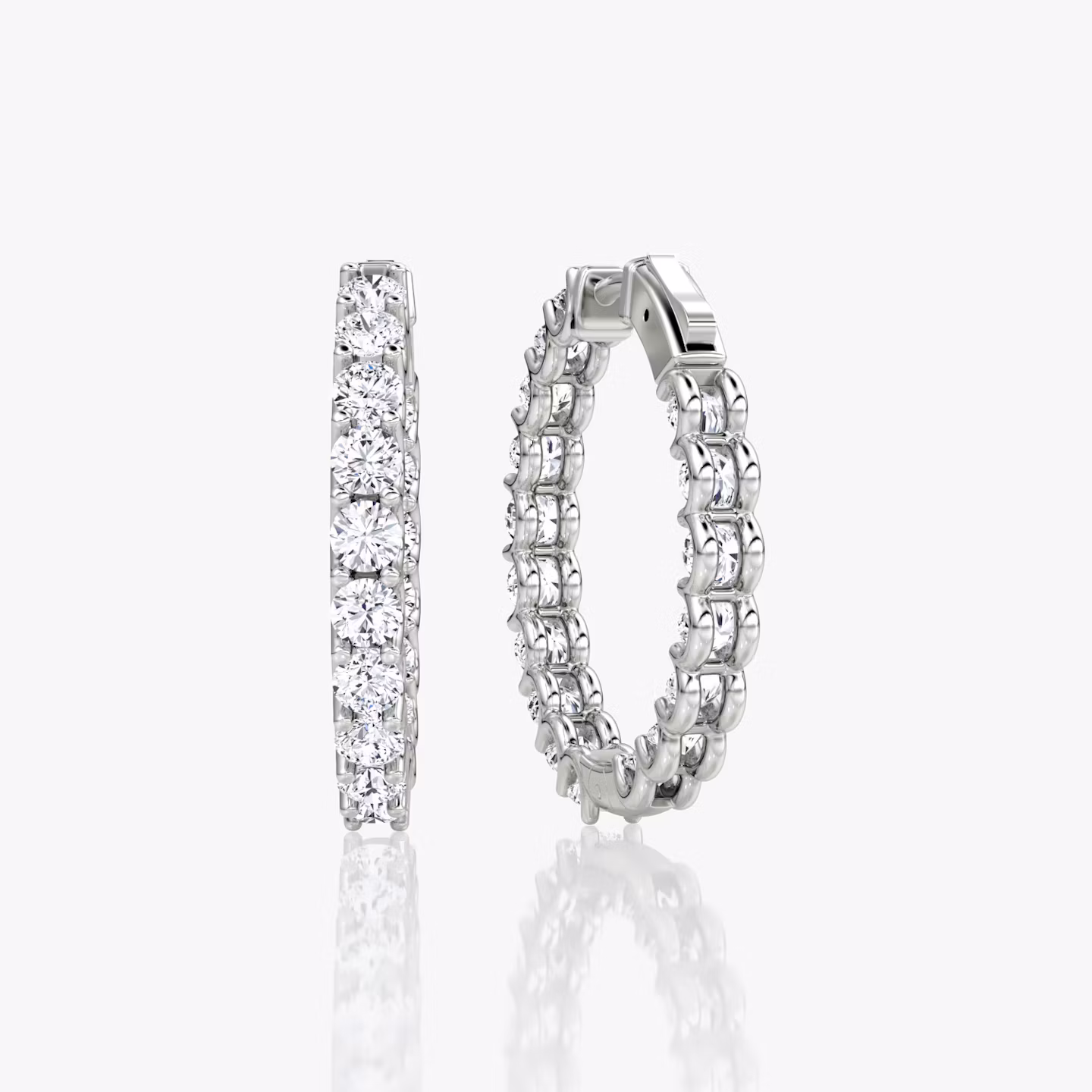 Eternity Hoop | Round Brilliant | 14k | White Gold | caratWeight: 1.7ct | eternityStyle: full | earringSize: 25mm