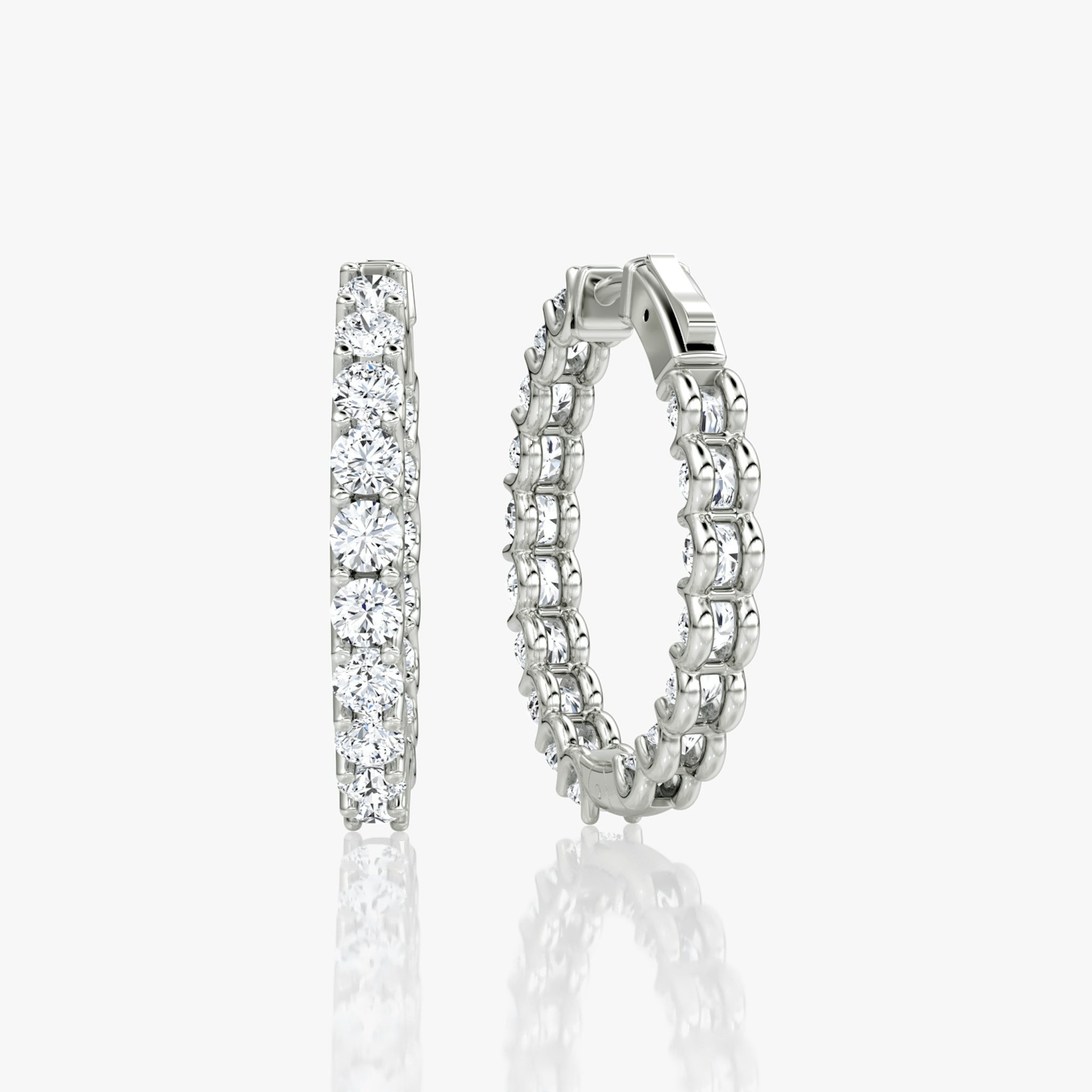 Eternity Hoop | Round Brilliant | 14k | White Gold | caratWeight: 1.7ct | eternityStyle: full | earringSize: 25mm