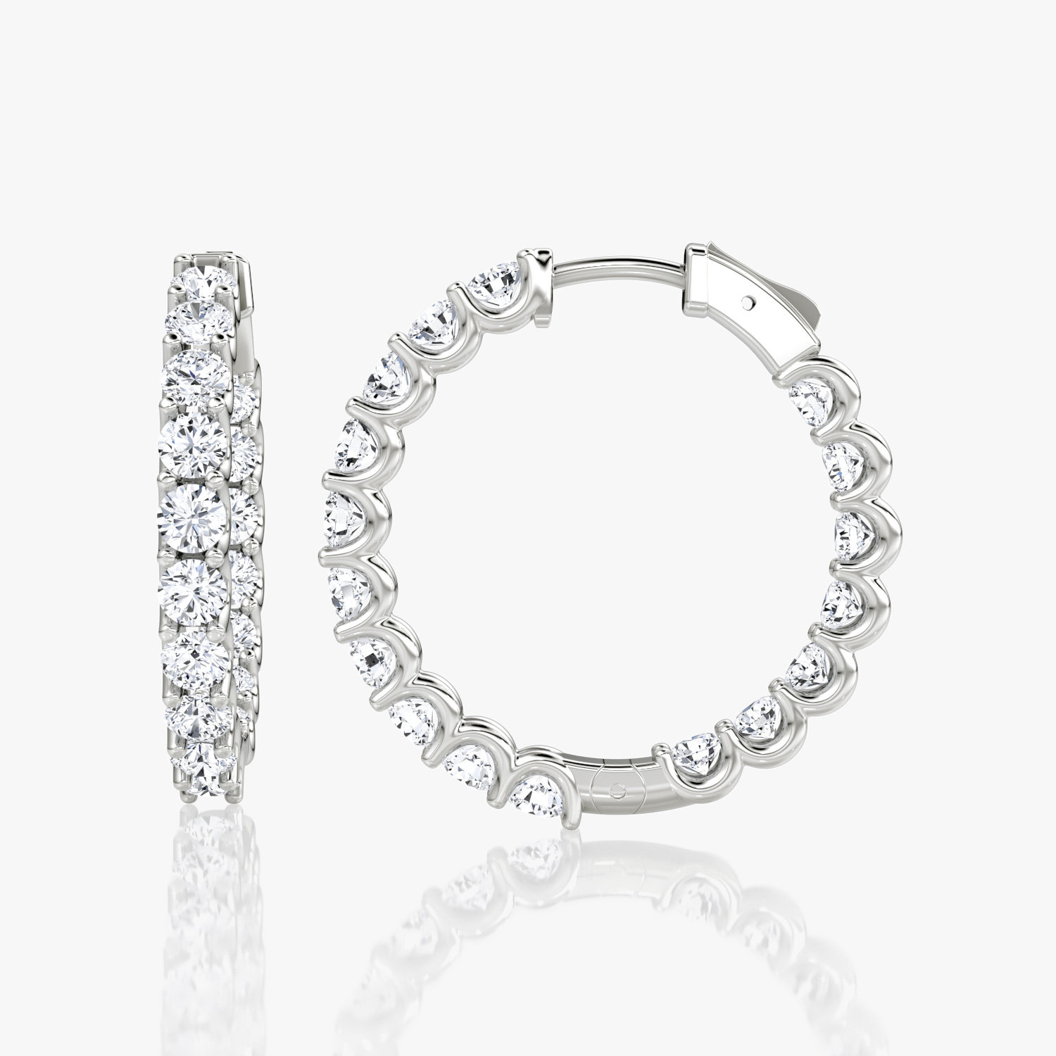 Eternity Hoop | Round Brilliant | 14k | White Gold | caratWeight: 1.7ct | eternityStyle: full | earringSize: 25mm