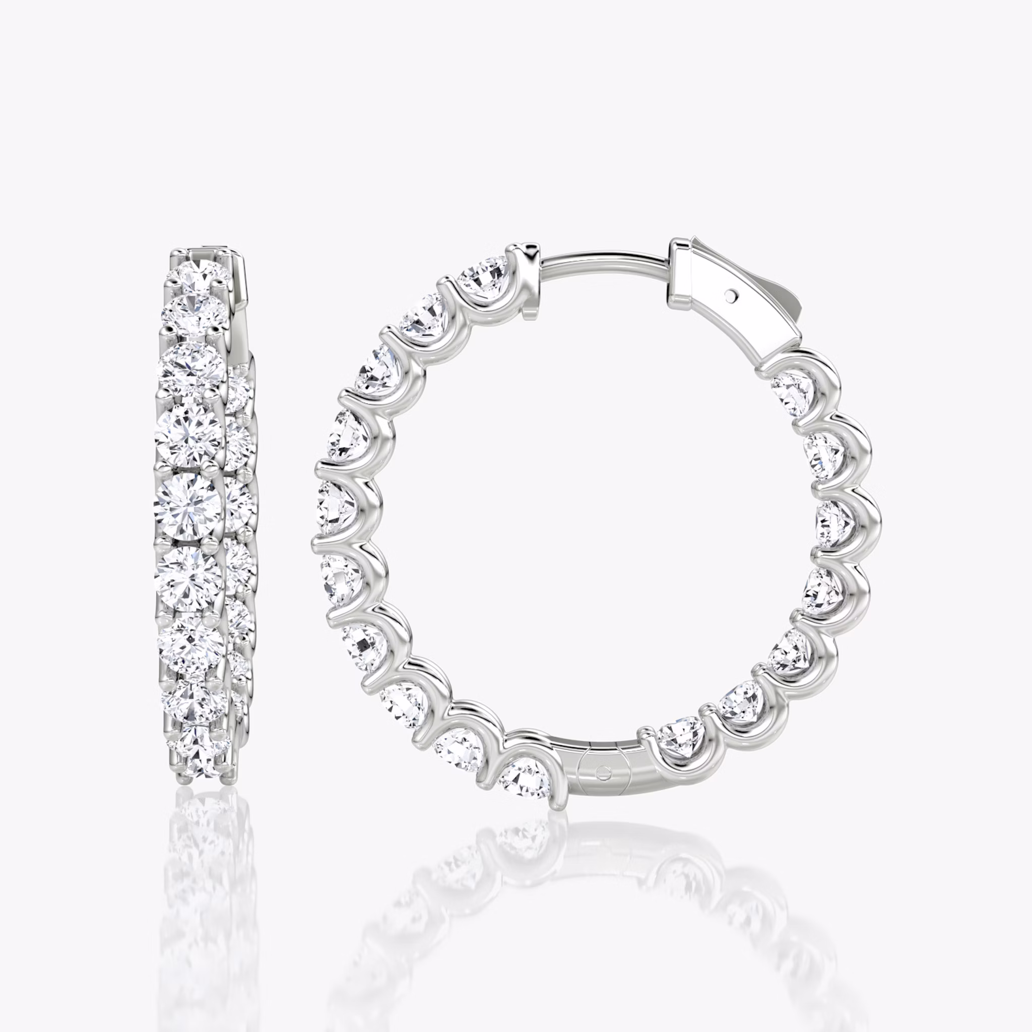 Eternity Hoop | Round Brilliant | 14k | White Gold | caratWeight: 1.7ct | eternityStyle: full | earringSize: 25mm