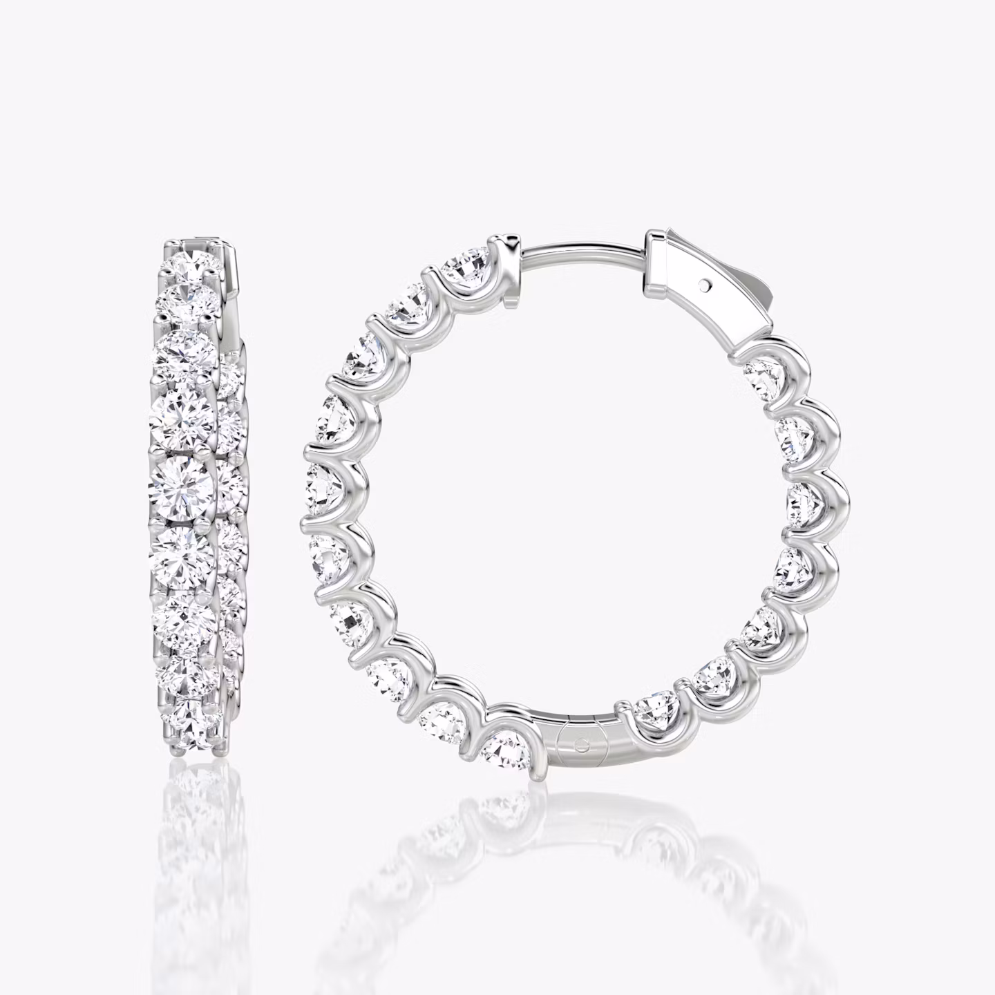 Eternity Hoop | Round Brilliant | 14k | White Gold | caratWeight: 1.7ct | eternityStyle: full | earringSize: 25mm
