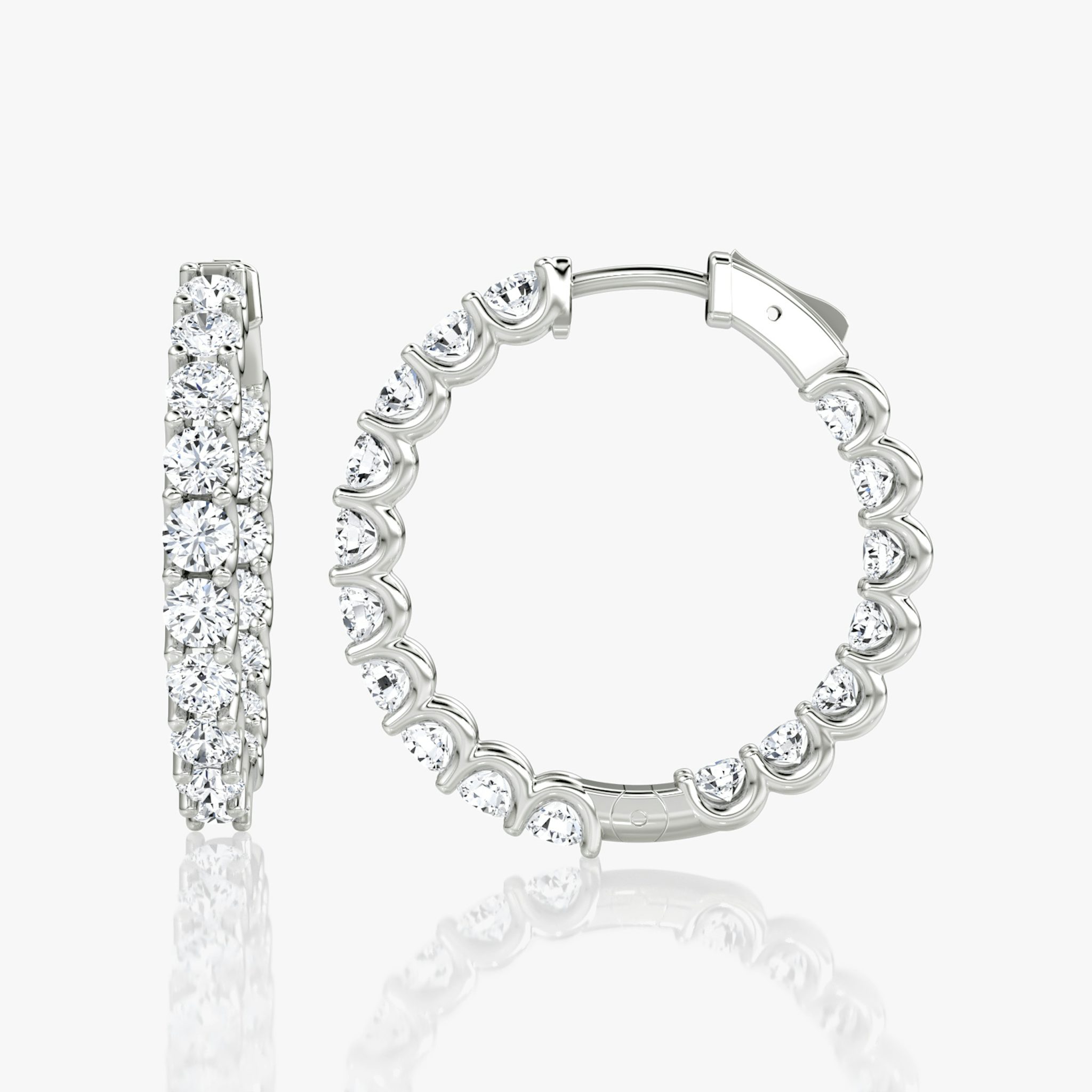 Eternity Hoop | Round Brilliant | 14k | White Gold | caratWeight: 1.7ct | eternityStyle: full | earringSize: 25mm