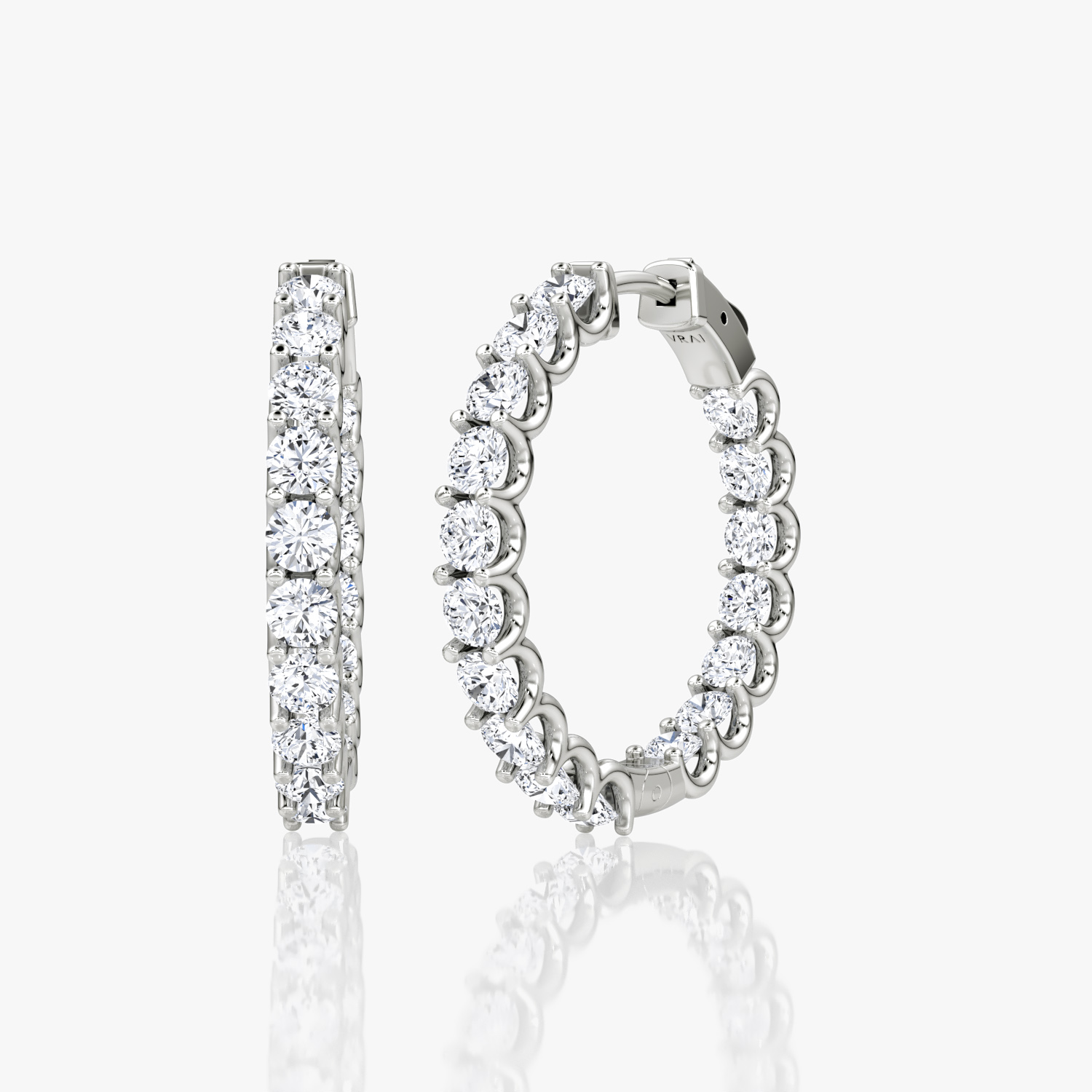 Eternity Hoop | Round Brilliant | 14k | White Gold | caratWeight: 1.7ct | eternityStyle: full | earringSize: 25mm