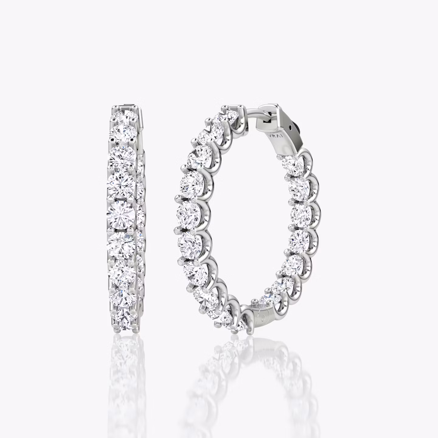 Eternity Hoop | Round Brilliant | 14k | White Gold | caratWeight: 1.7ct | eternityStyle: full | earringSize: 25mm
