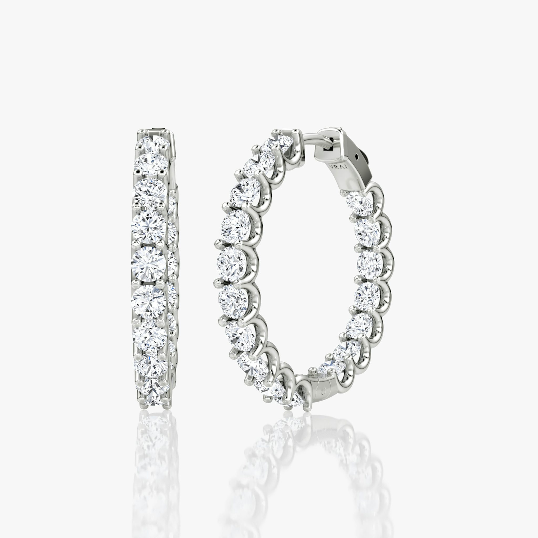 Eternity Hoop | Round Brilliant | 14k | White Gold | caratWeight: 1.7ct | eternityStyle: full | earringSize: 25mm