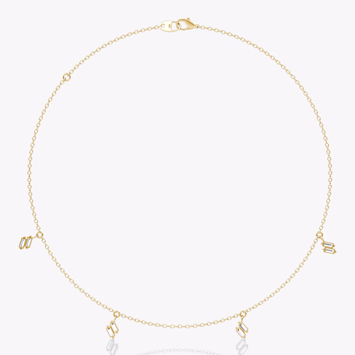 Baguette Choker | Baguette | 14k | Yellow Gold | chainLength: 15