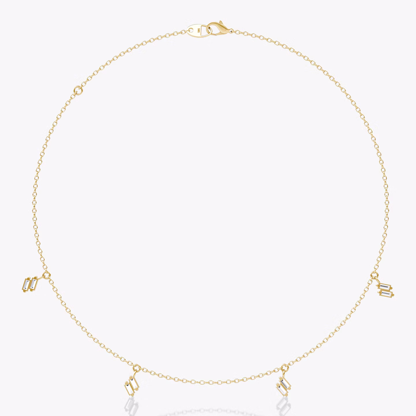 Baguette Choker | Baguette | 14k | Yellow Gold | chainLength: 15
