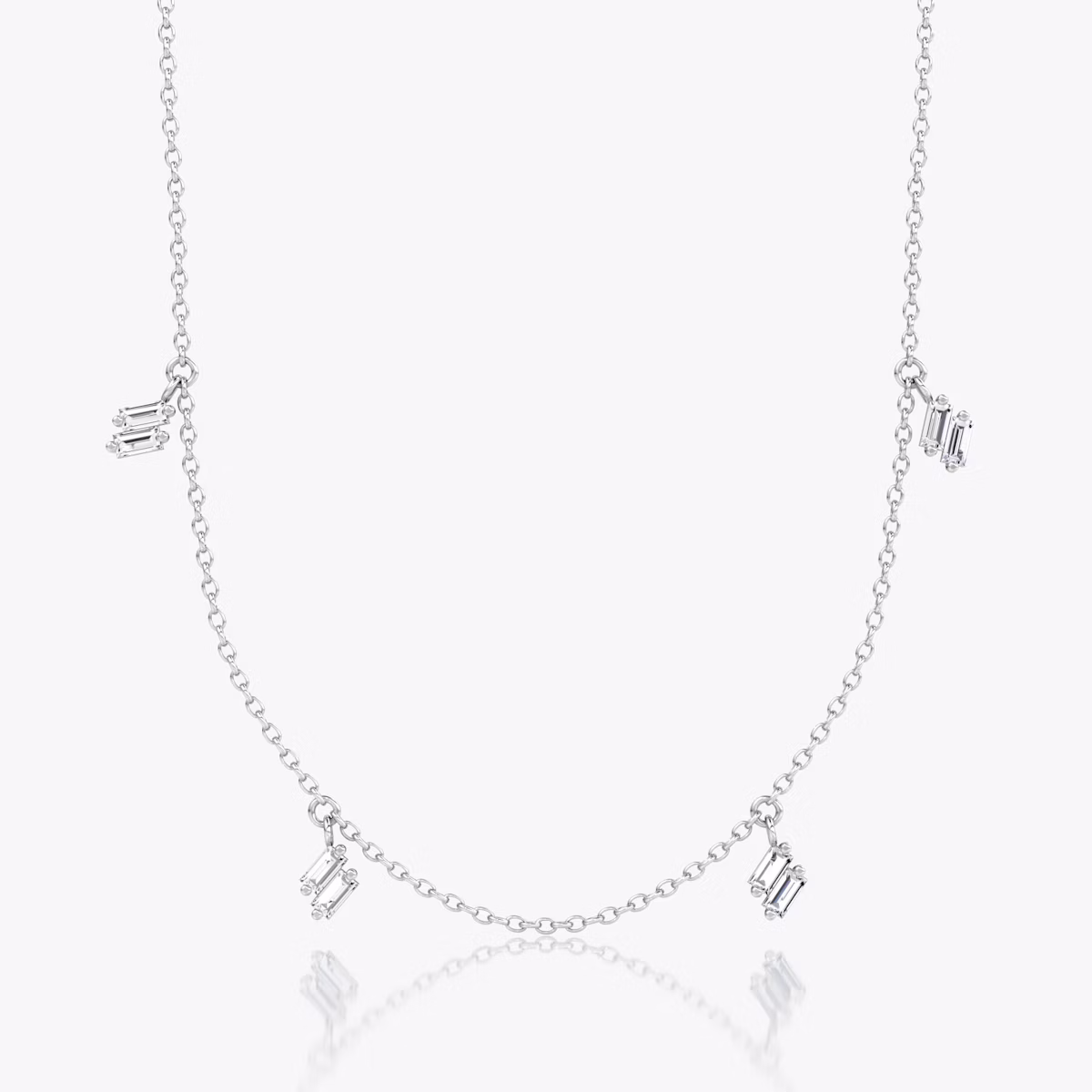 Baguette Choker | Baguette | Sterling Silver | chainLength: 15