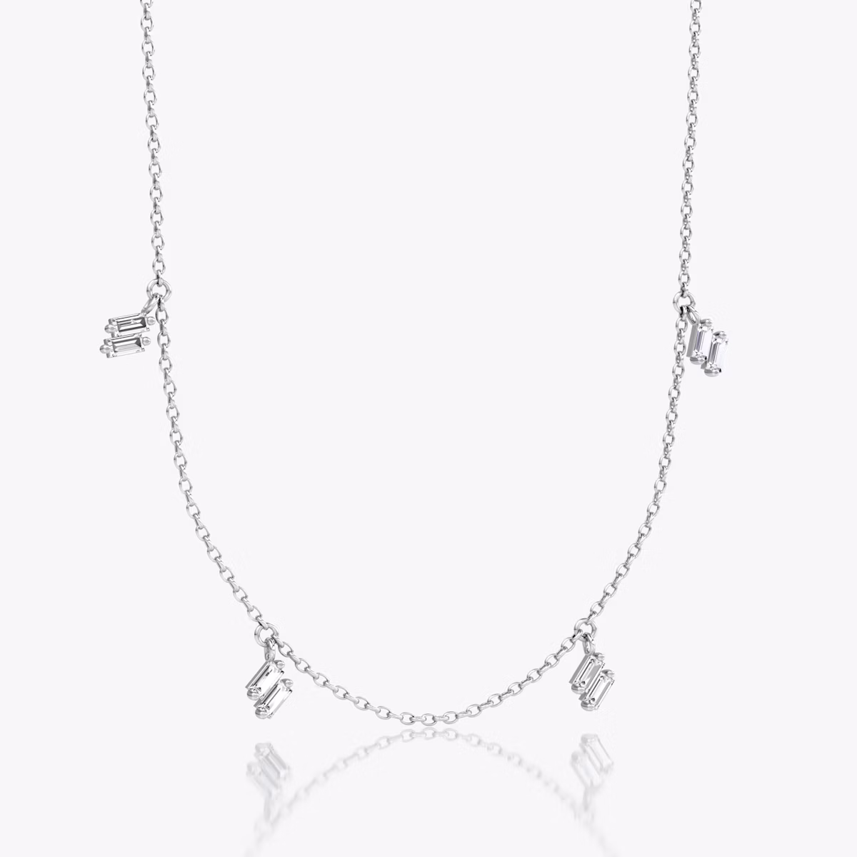Baguette Choker | Baguette | Sterling Silver | chainLength: 15