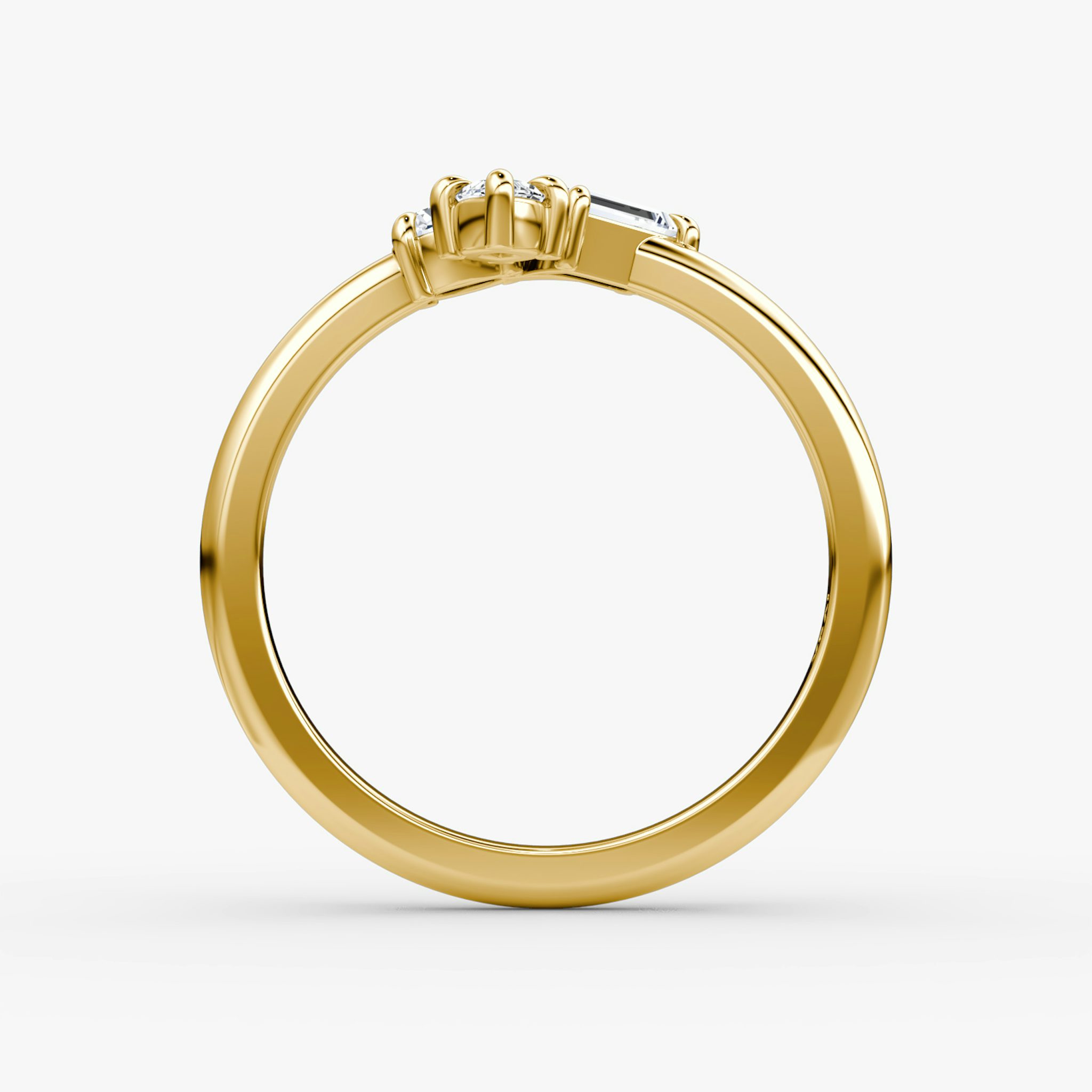 Falling Star Ring | round-brilliant+marquise+baguette | 14k | Yellow Gold