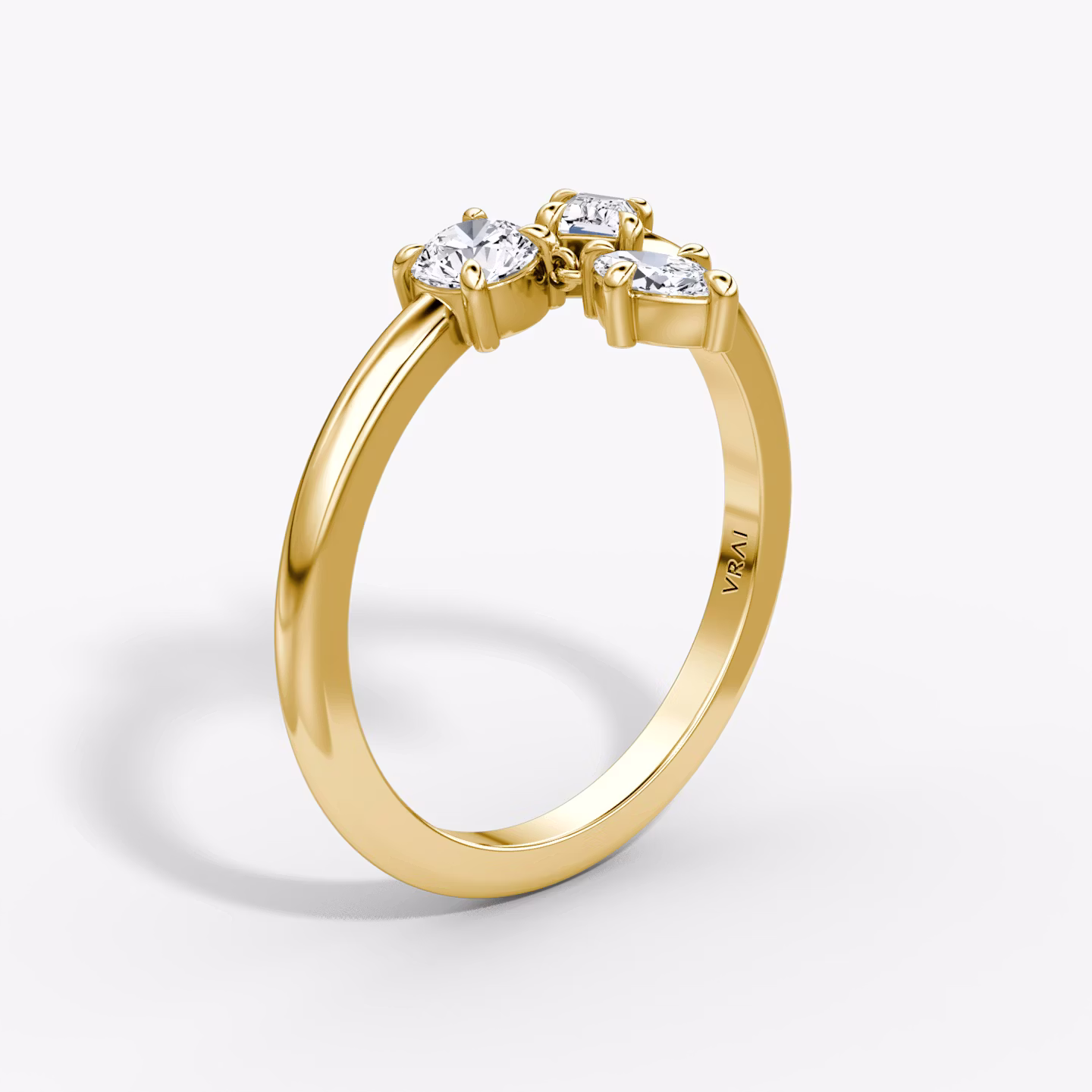 Anillo Falling Star | round-brilliant+marquise+baguette | 14k | Oro amarillo