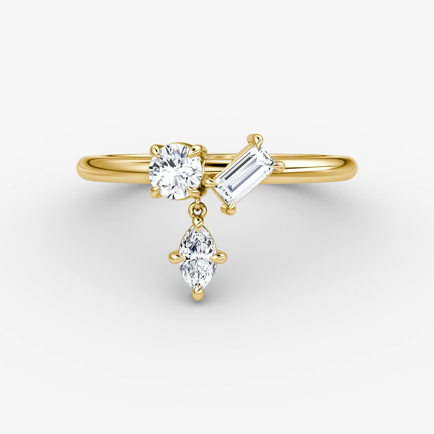 Anillo Falling Star | round-brilliant+marquise+baguette | 14k | Oro amarillo