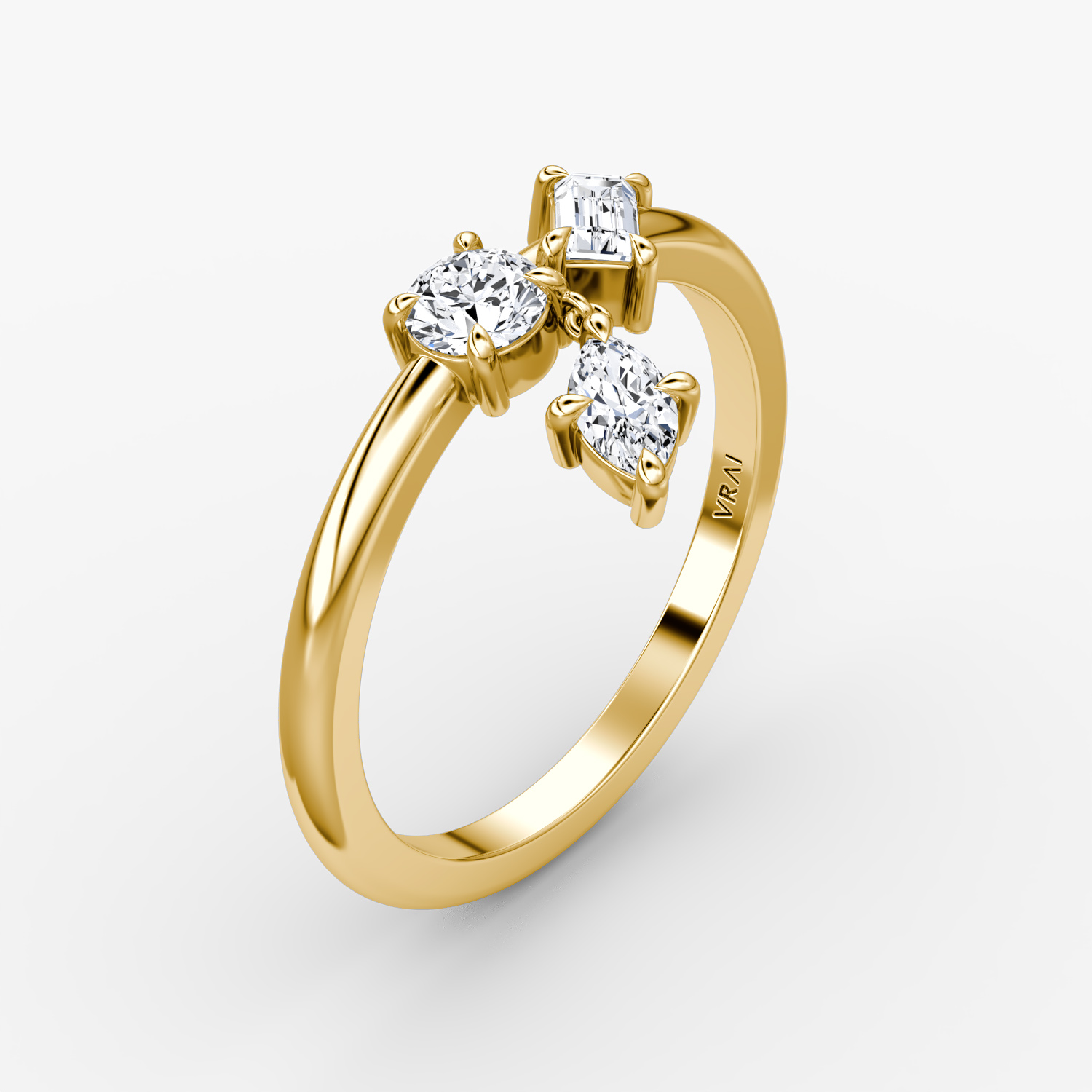 Bague Falling Star | round-brilliant+marquise+baguette | 14k | Or jaune