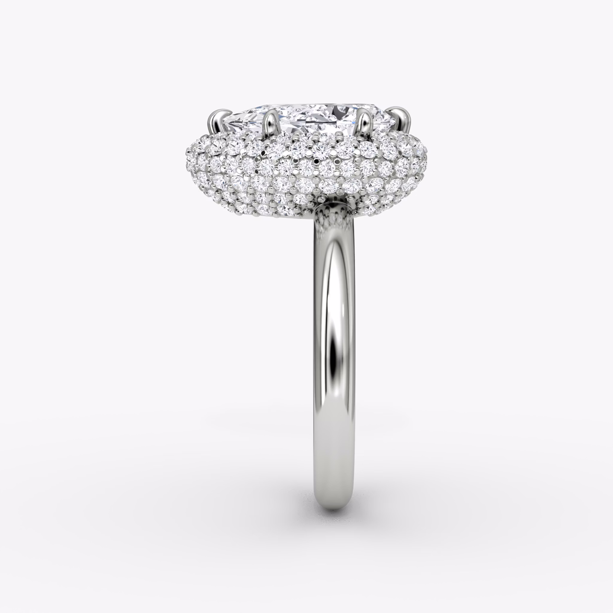The Pavé Bombée | Pear | 18k | White Gold | bandAccent: Plain | diamondOrientation: vertical | caratWeight: other