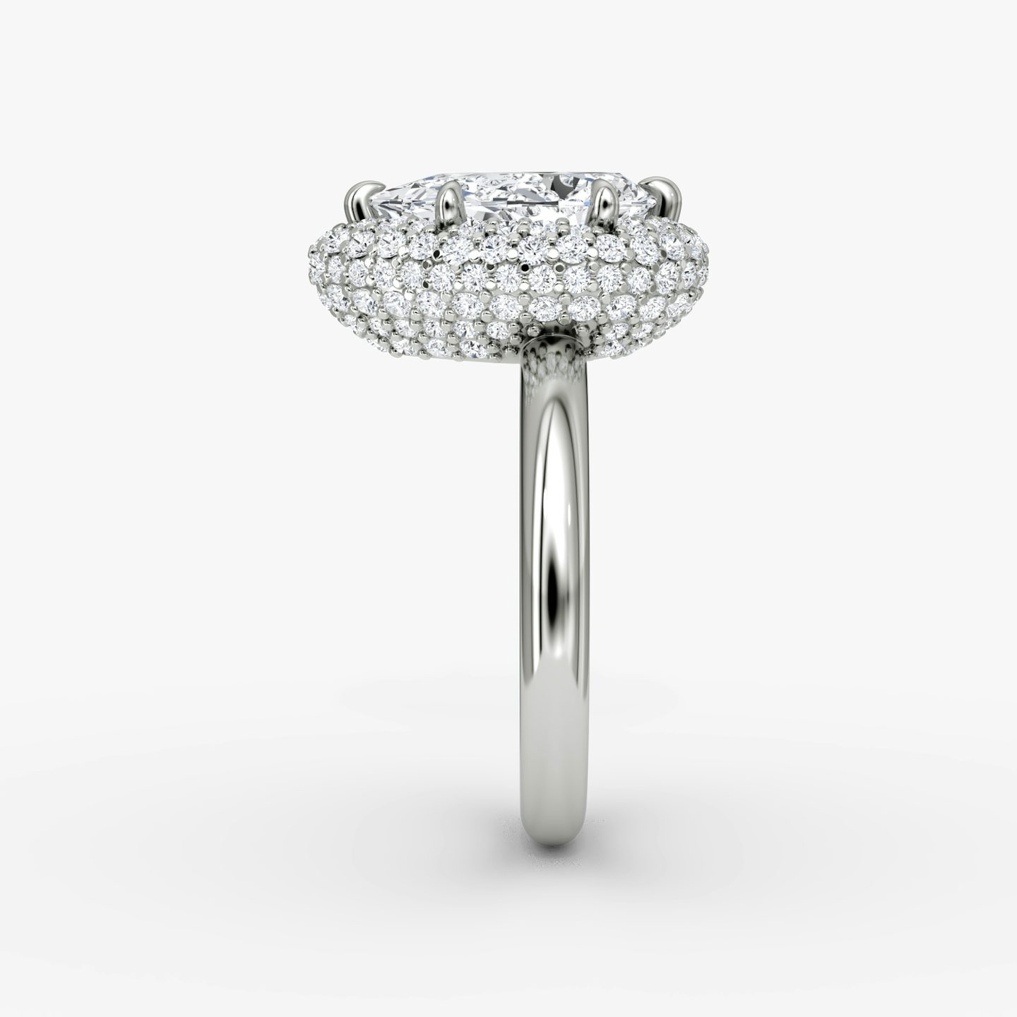 Anillo de compromiso Pavé Bombée | Pera | 18k | Oro blanco | bandAccent: Simple | diamondOrientation: vertical | caratWeight: other