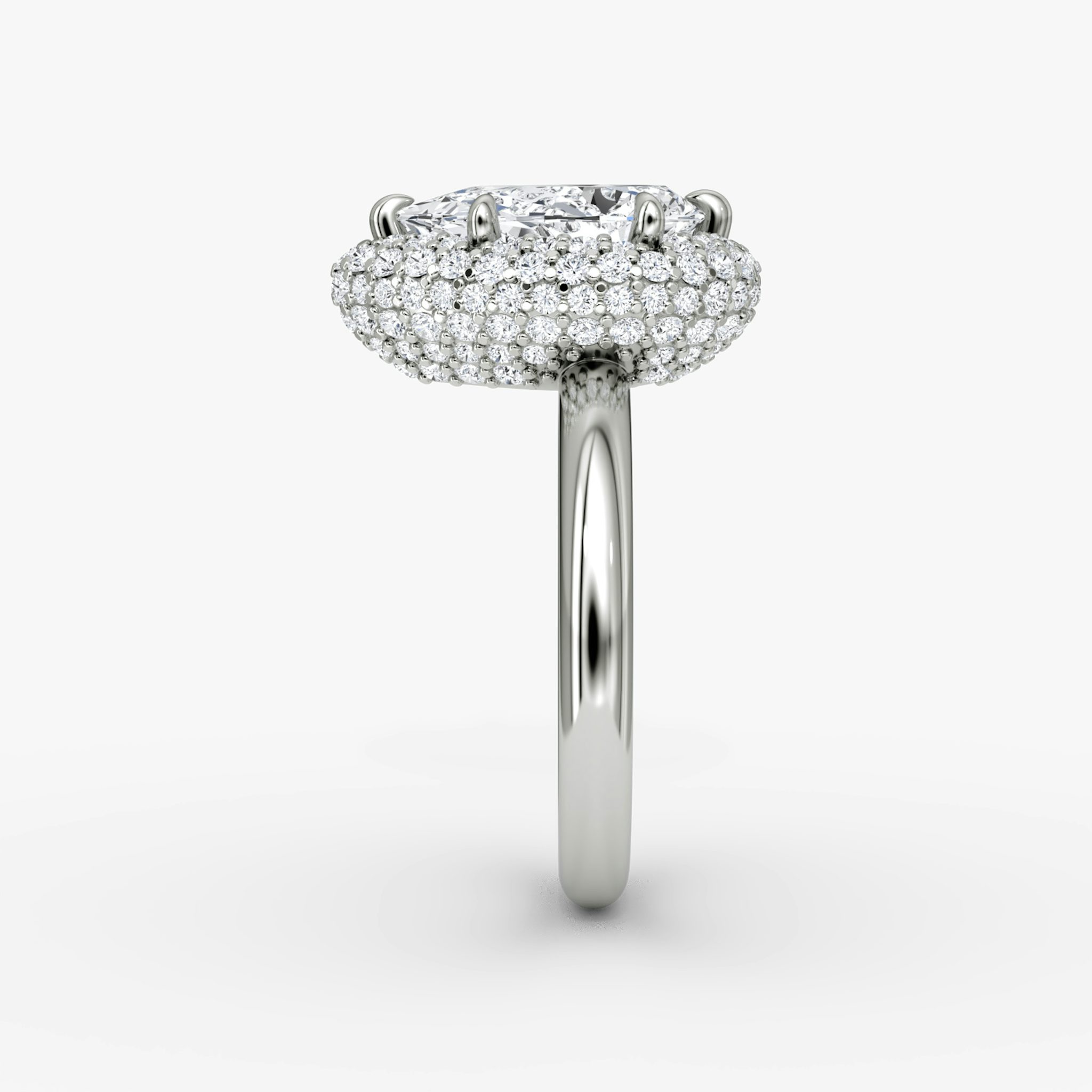 The Pavé Bombée | Pear | 18k | White Gold | bandAccent: Plain | diamondOrientation: vertical | caratWeight: other