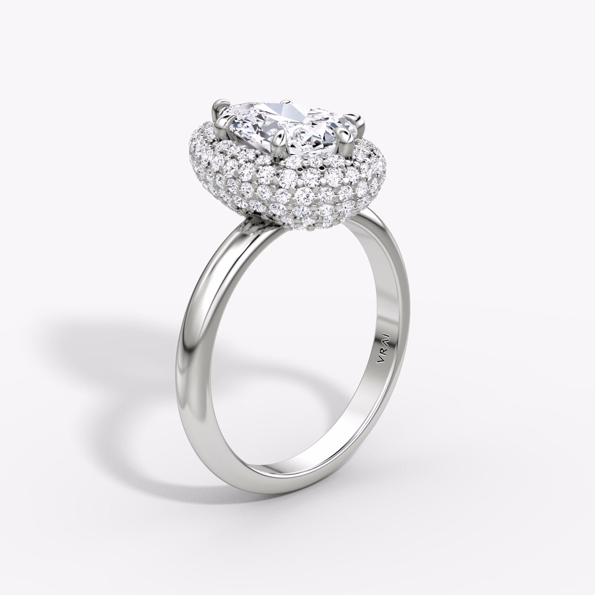 The Pavé Bombée | Pear | 18k | White Gold | bandAccent: Plain | diamondOrientation: vertical | caratWeight: other