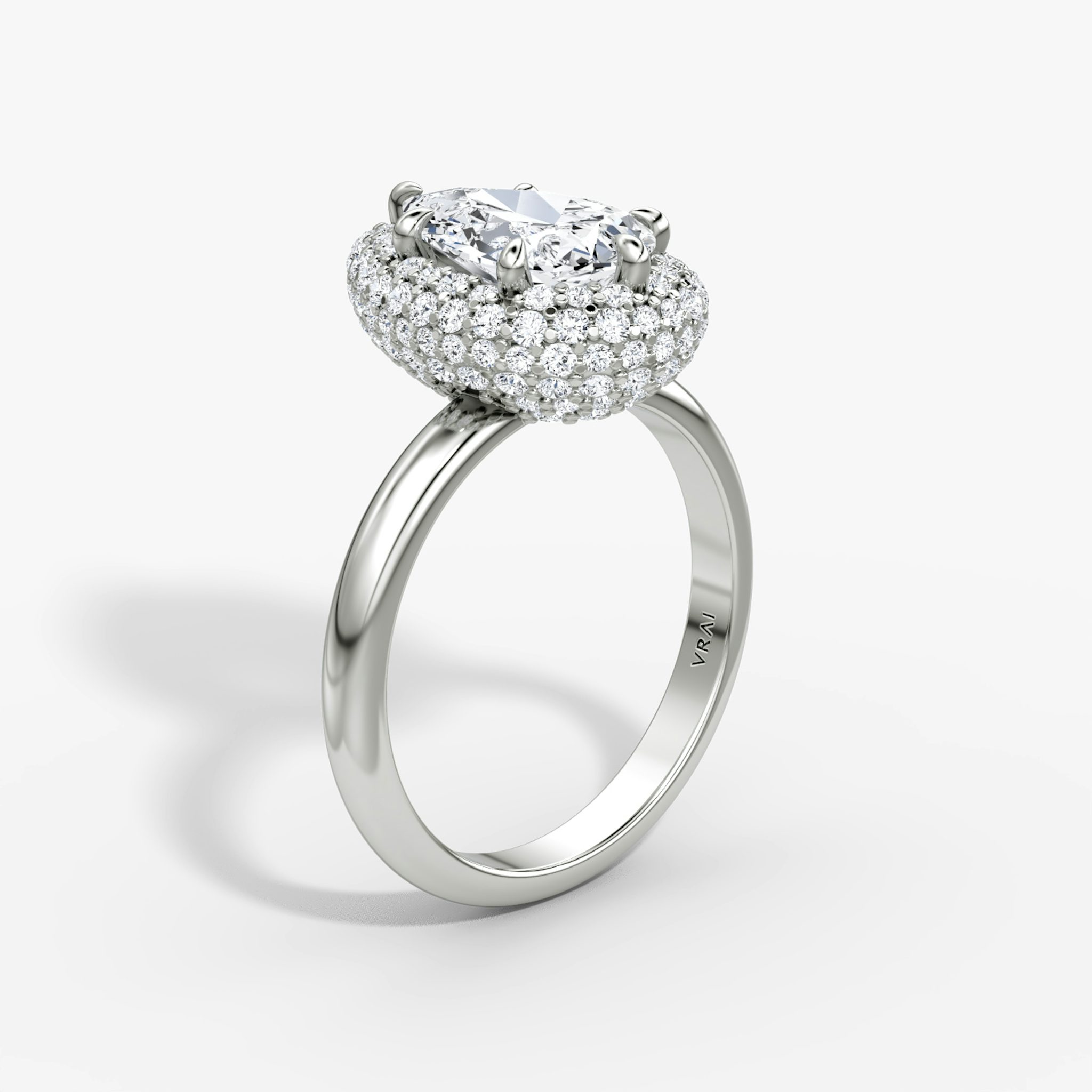 The Pavé Bombée | Pear | 18k | White Gold | bandAccent: Plain | diamondOrientation: vertical | caratWeight: other