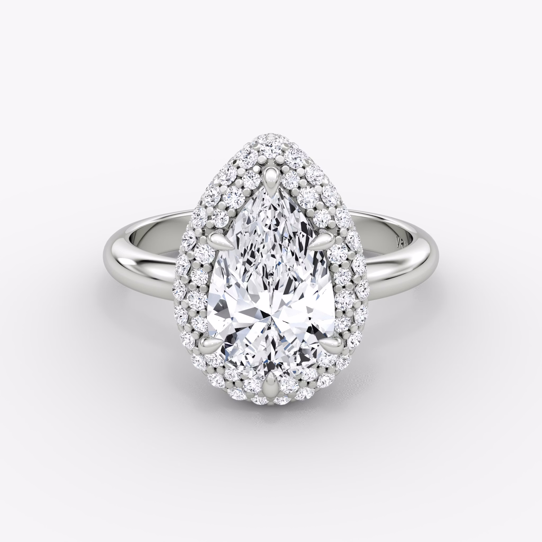 The Pavé Bombée | Pear | 18k | White Gold | bandAccent: Plain | diamondOrientation: vertical | caratWeight: other