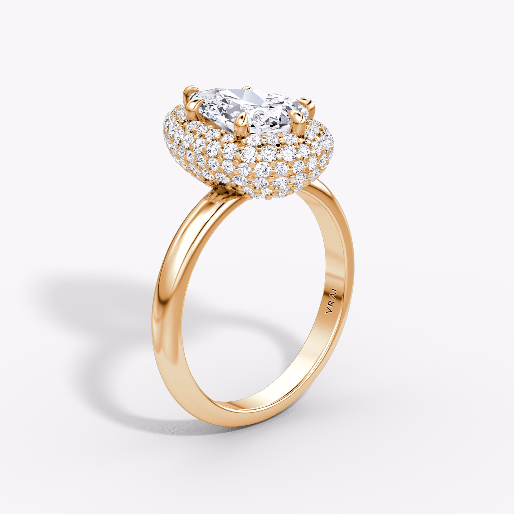 The Pavé Bombée | Pear | 14k | Rose Gold | bandAccent: Plain | diamondOrientation: vertical | caratWeight: other