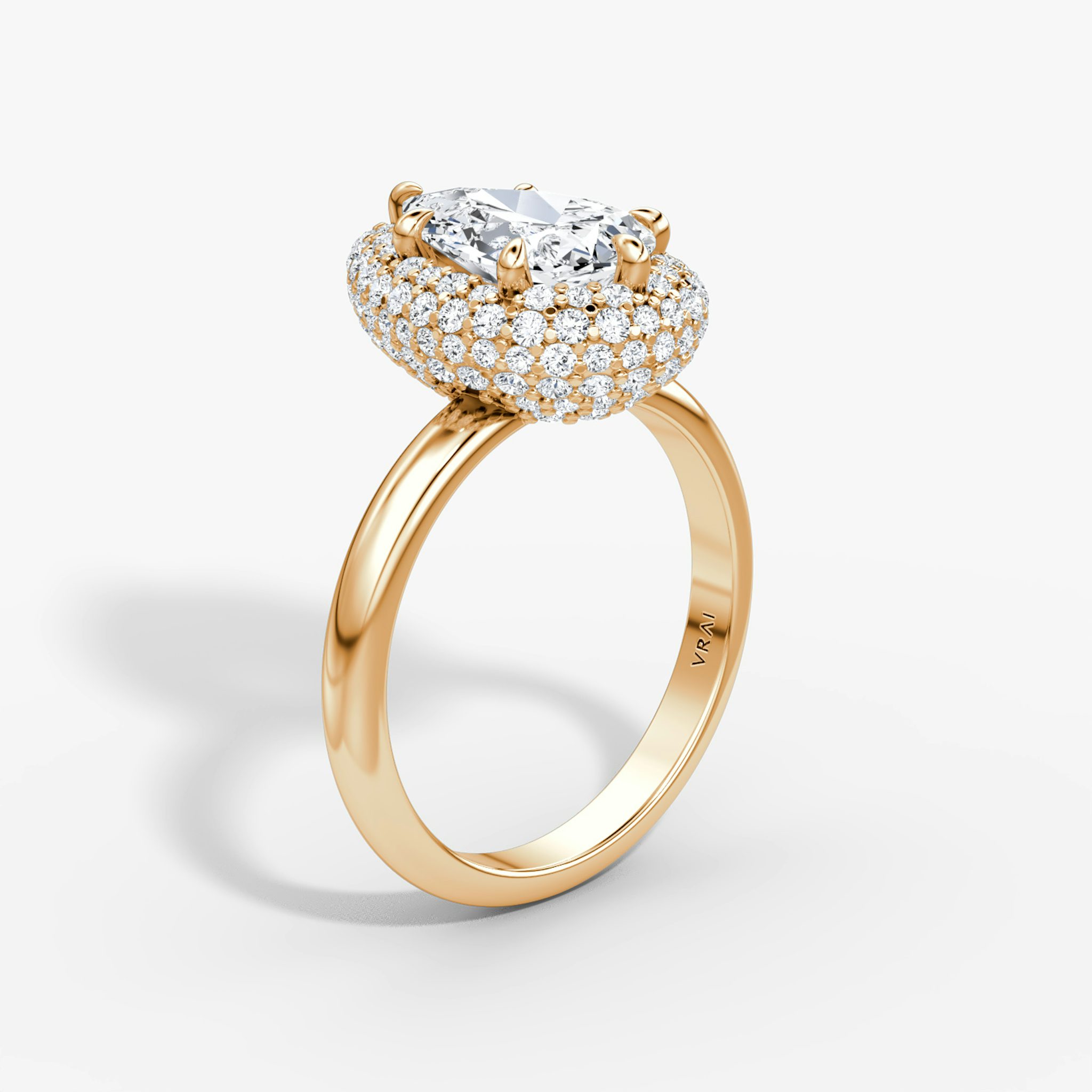 The Pavé Bombée | Pear | 14k | Rose Gold | bandAccent: Plain | diamondOrientation: vertical | caratWeight: other