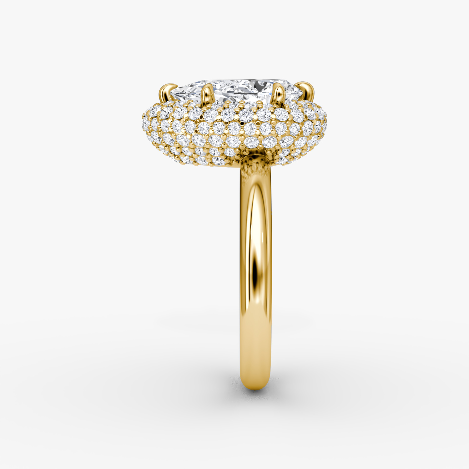 Bague de fiançailles Pavé Bombée | Poire | 18k | Or jaune | bandAccent: Simple | diamondOrientation: vertical | caratWeight: other