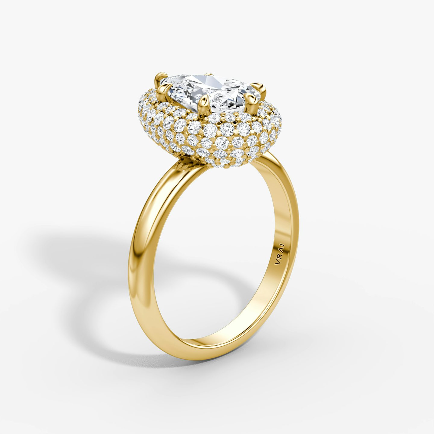 Anillo de compromiso Pavé Bombée | Pera | 18k | Oro amarillo | bandAccent: Simple | diamondOrientation: vertical | caratWeight: other